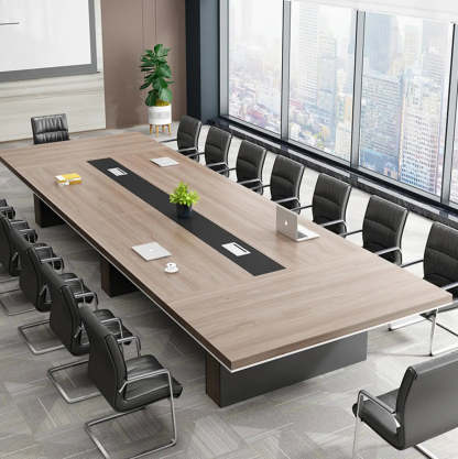 Brown Wood Rectangular Multi-Person Long Executive Desk — Table Only