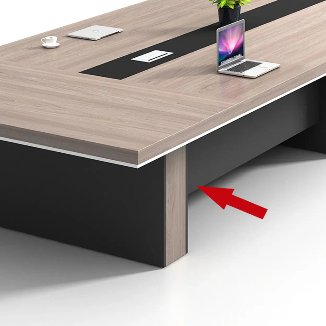 Brown Wood Rectangular Multi-Person Long Executive Desk
