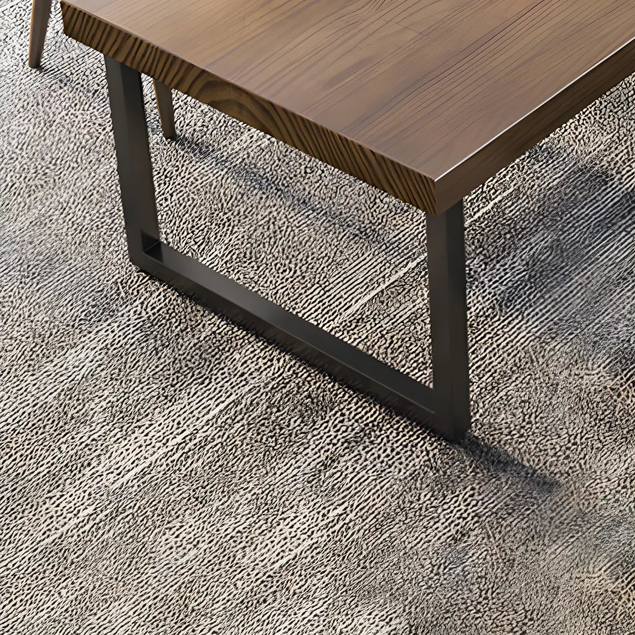 Brown Wood Rectangular Sled-Base Meeting Desk — Table Only