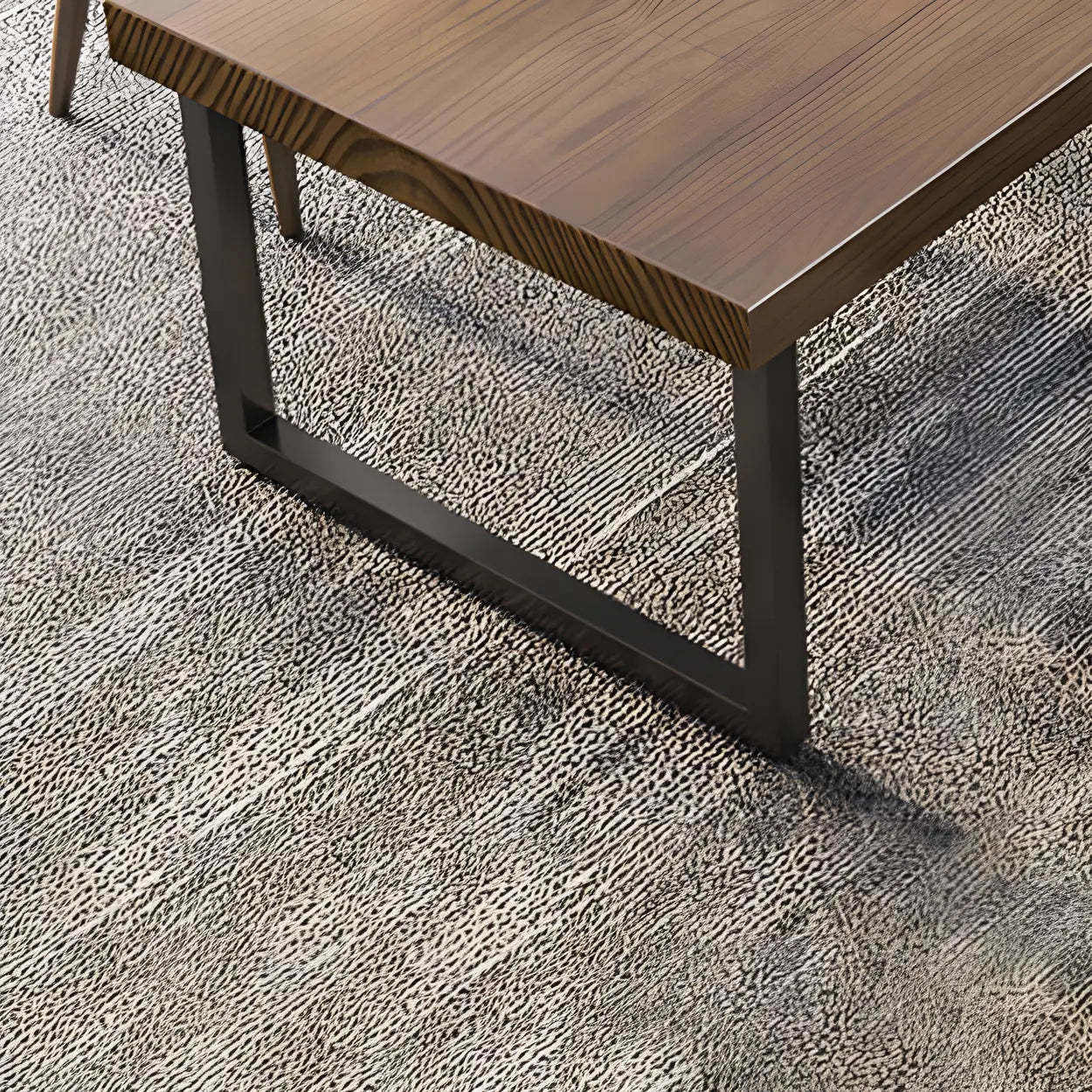 Brown Wood Rectangular Sled-Base Meeting Desk — Table Only