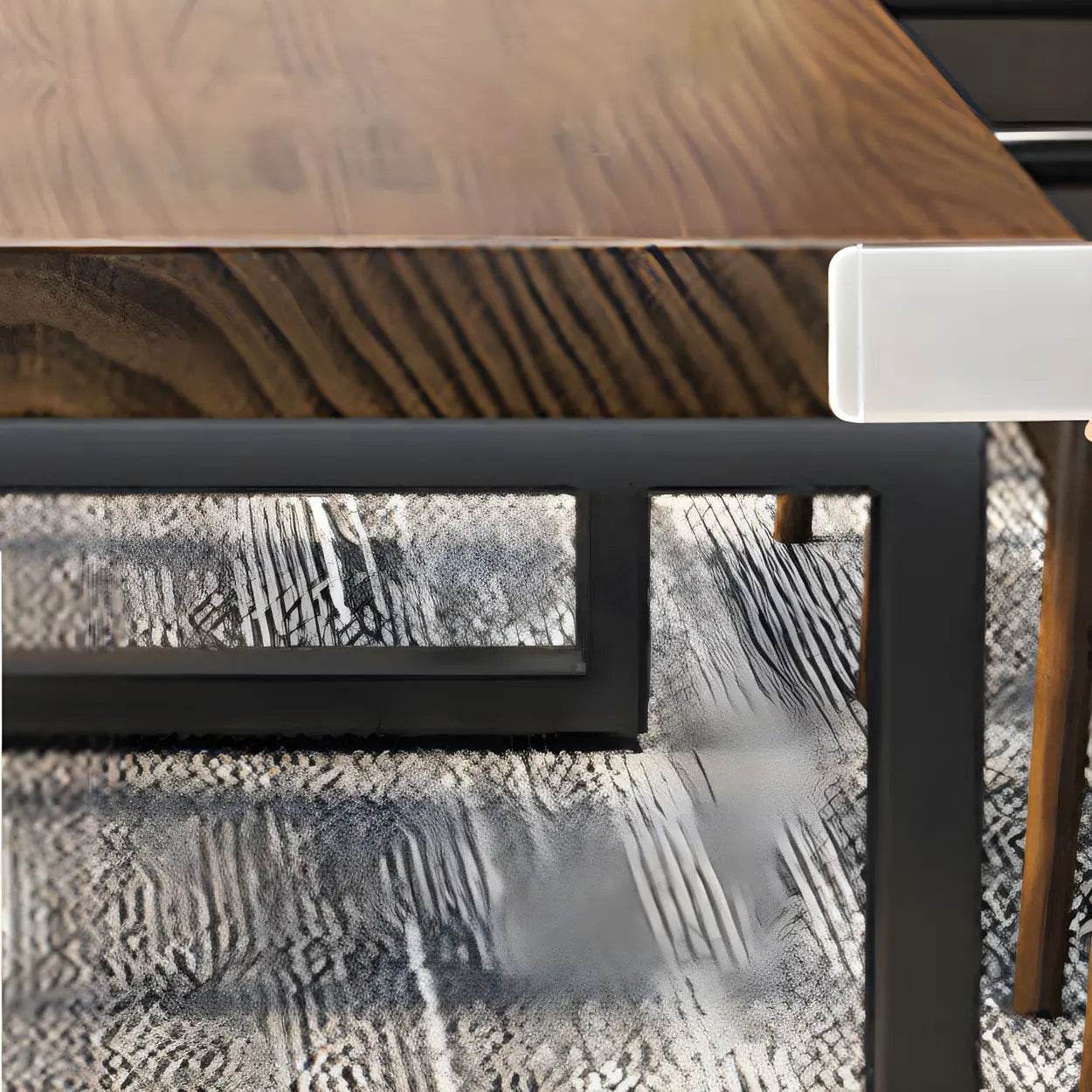 Brown Wood Rectangular Sled-Base Meeting Desk