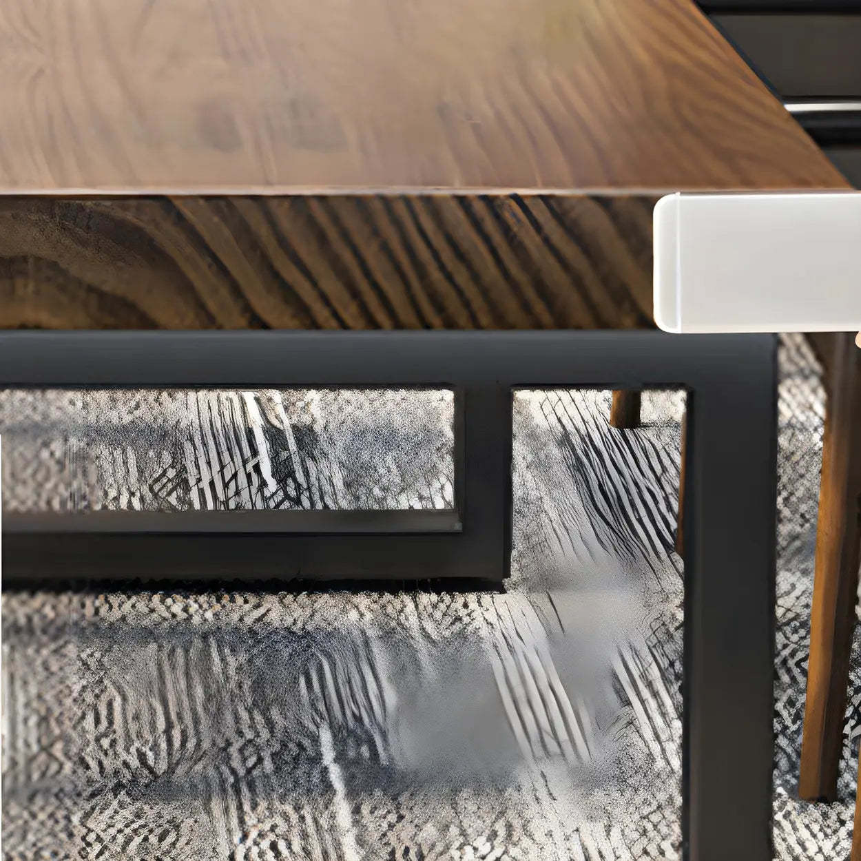 Brown Wood Rectangular Sled-Base Meeting Desk