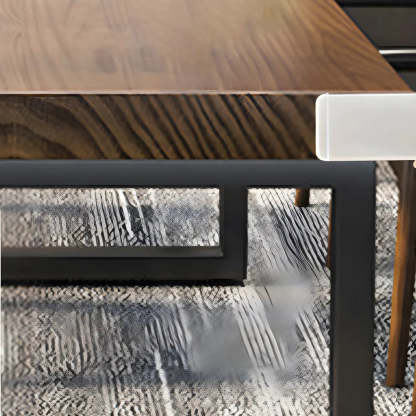 Brown Wood Rectangular Sled-Base Meeting Desk