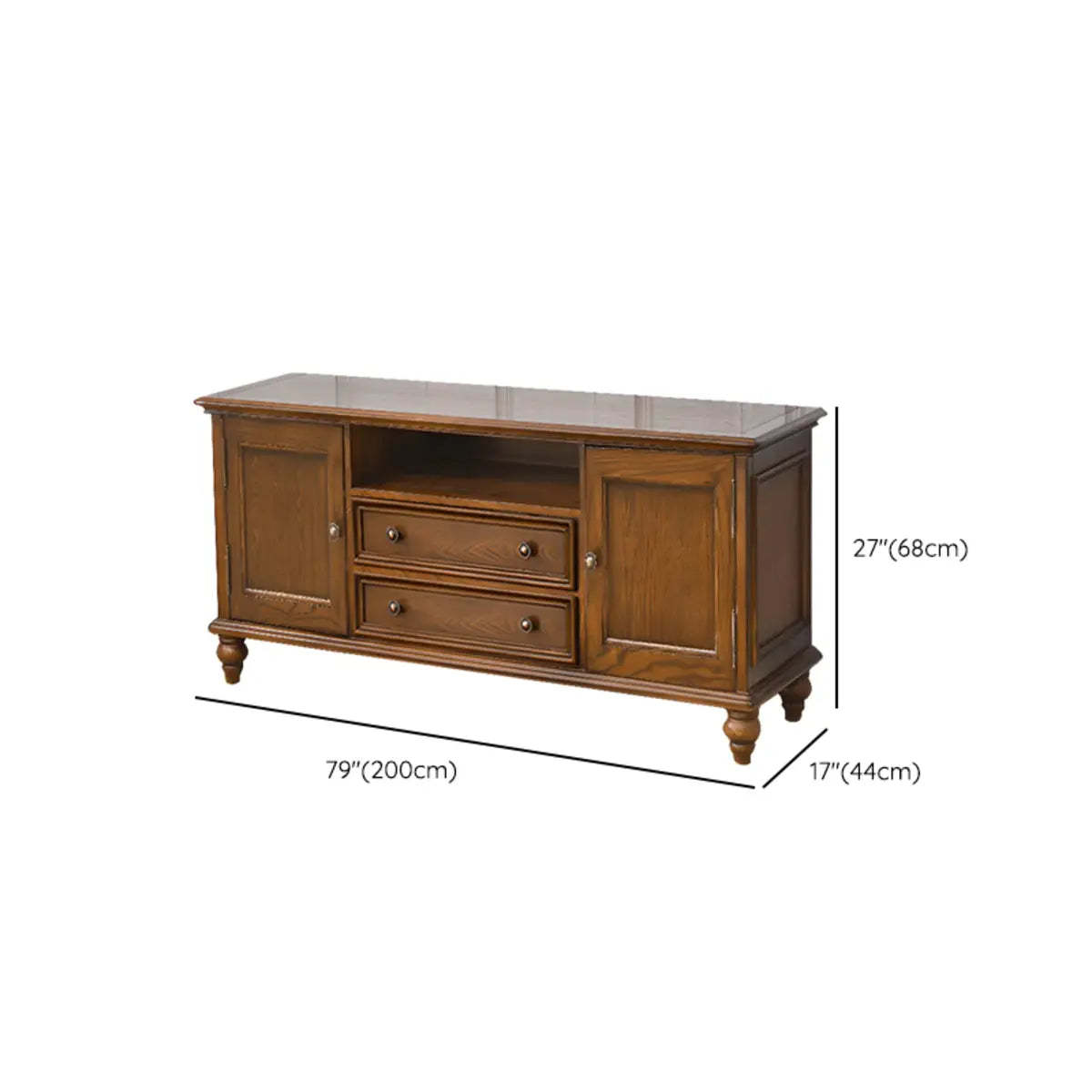 Brown Wood Rectangular Open Cabinet TV Stand