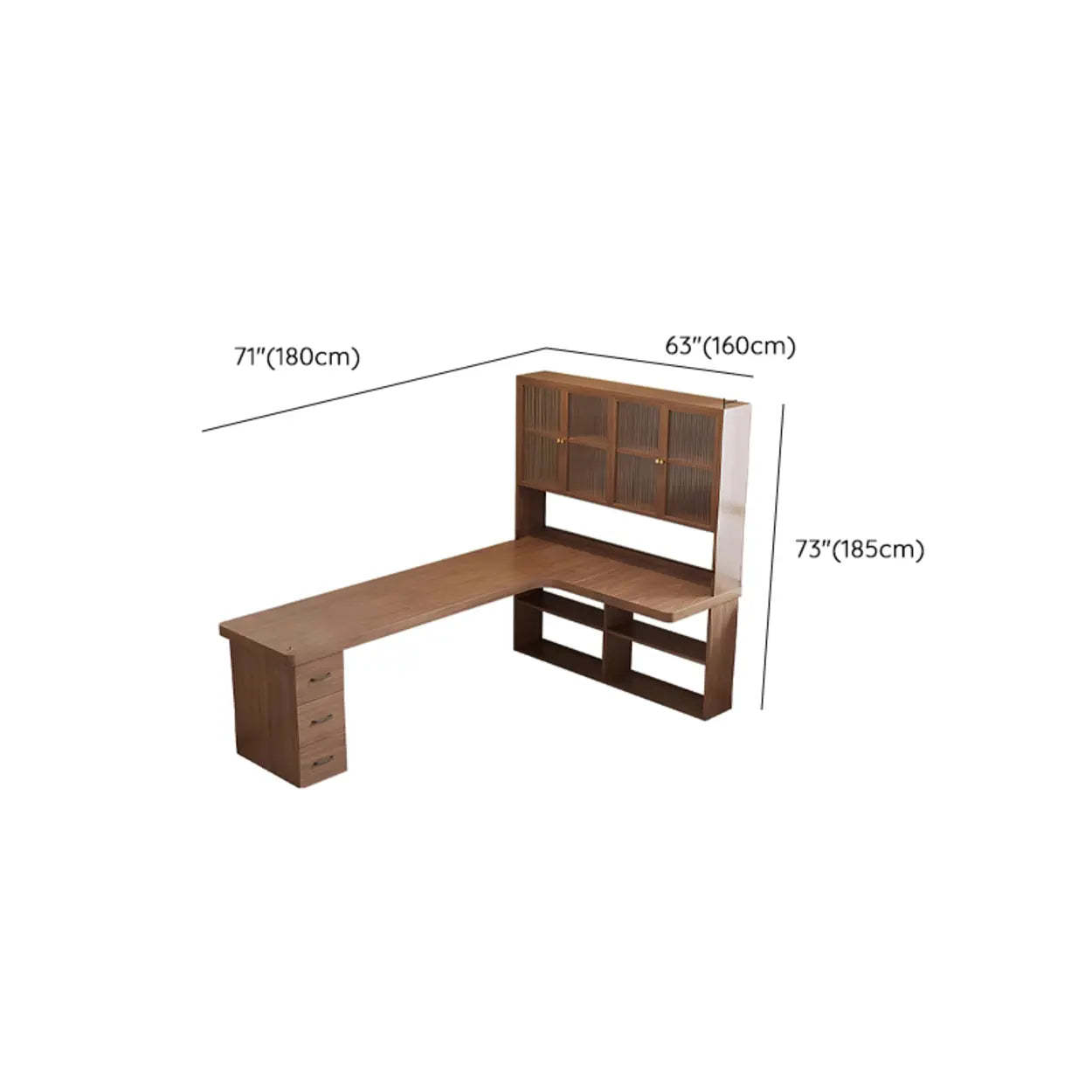 Brown Wood Butcher Block L-Shape Writing Desk