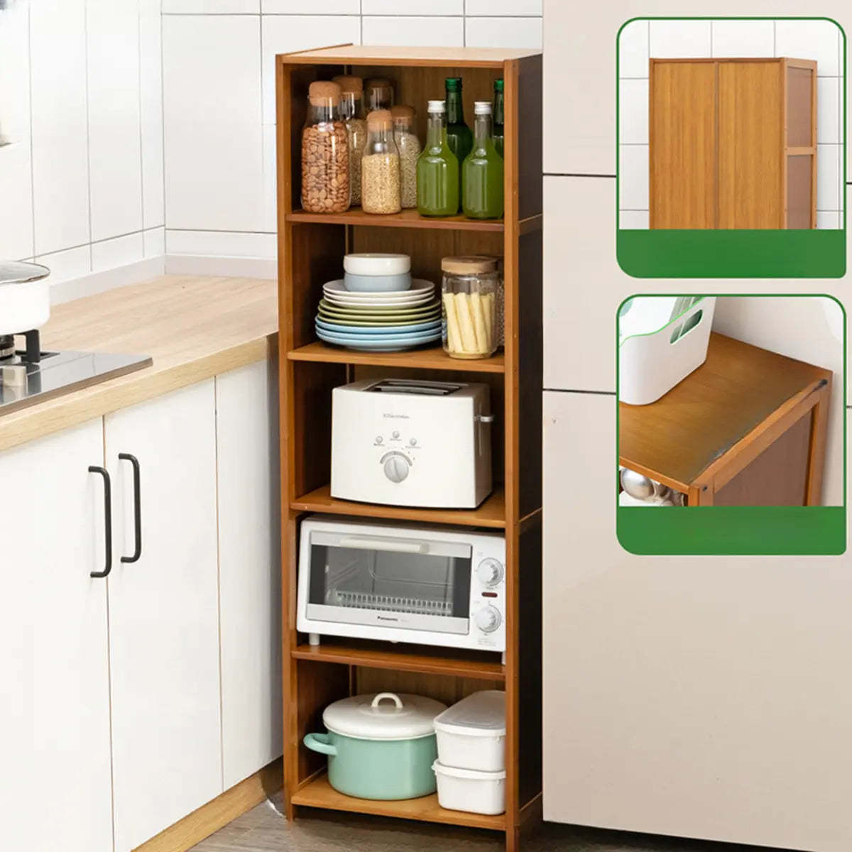 Brown Wood Narrow Display Cabinet — Cabinet Not Included