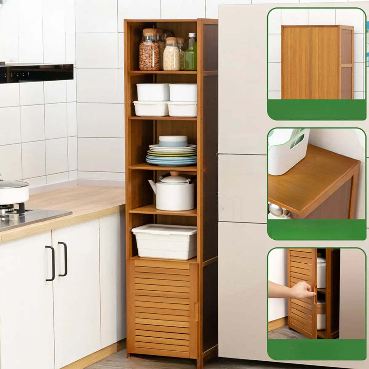 Brown Wood Narrow Display Cabinet — Cabinet Not Included