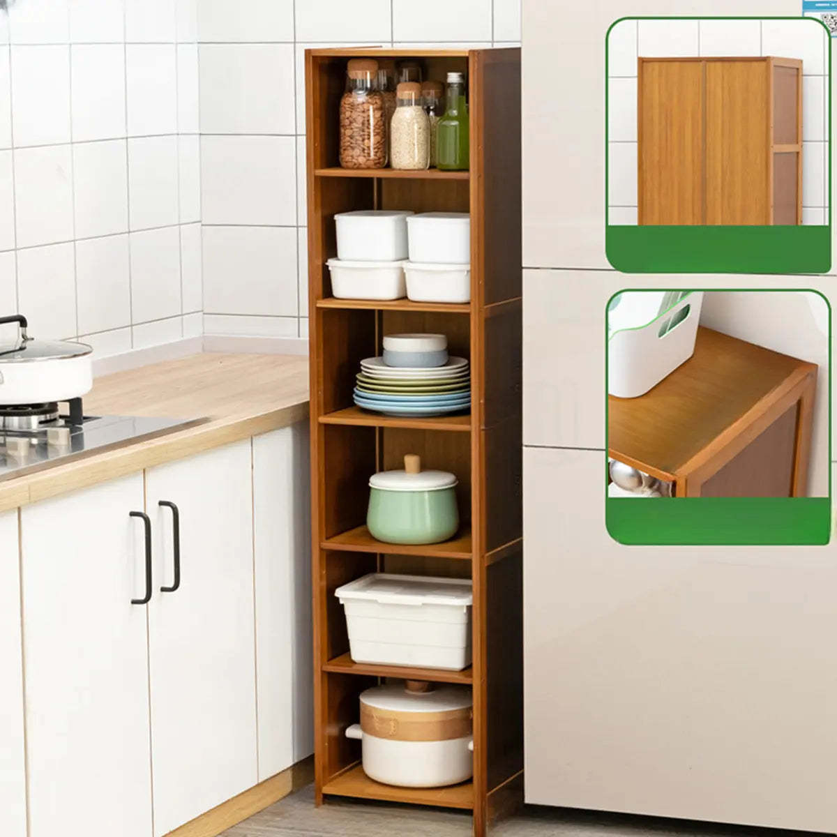 Brown Wood Narrow Display Cabinet — Cabinet Not Included