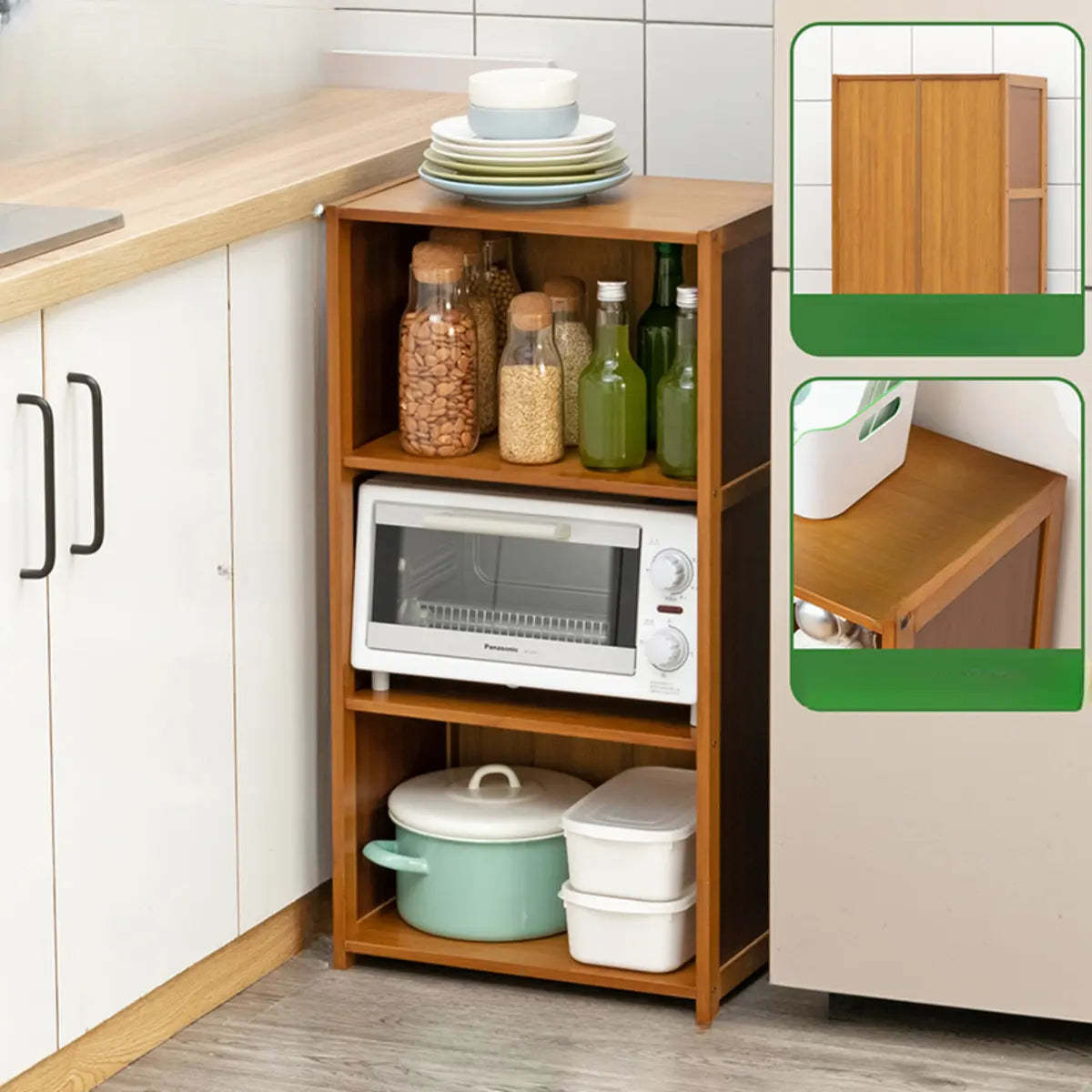 Modern display storage brown wood bamboo wine cabinets, Lighom