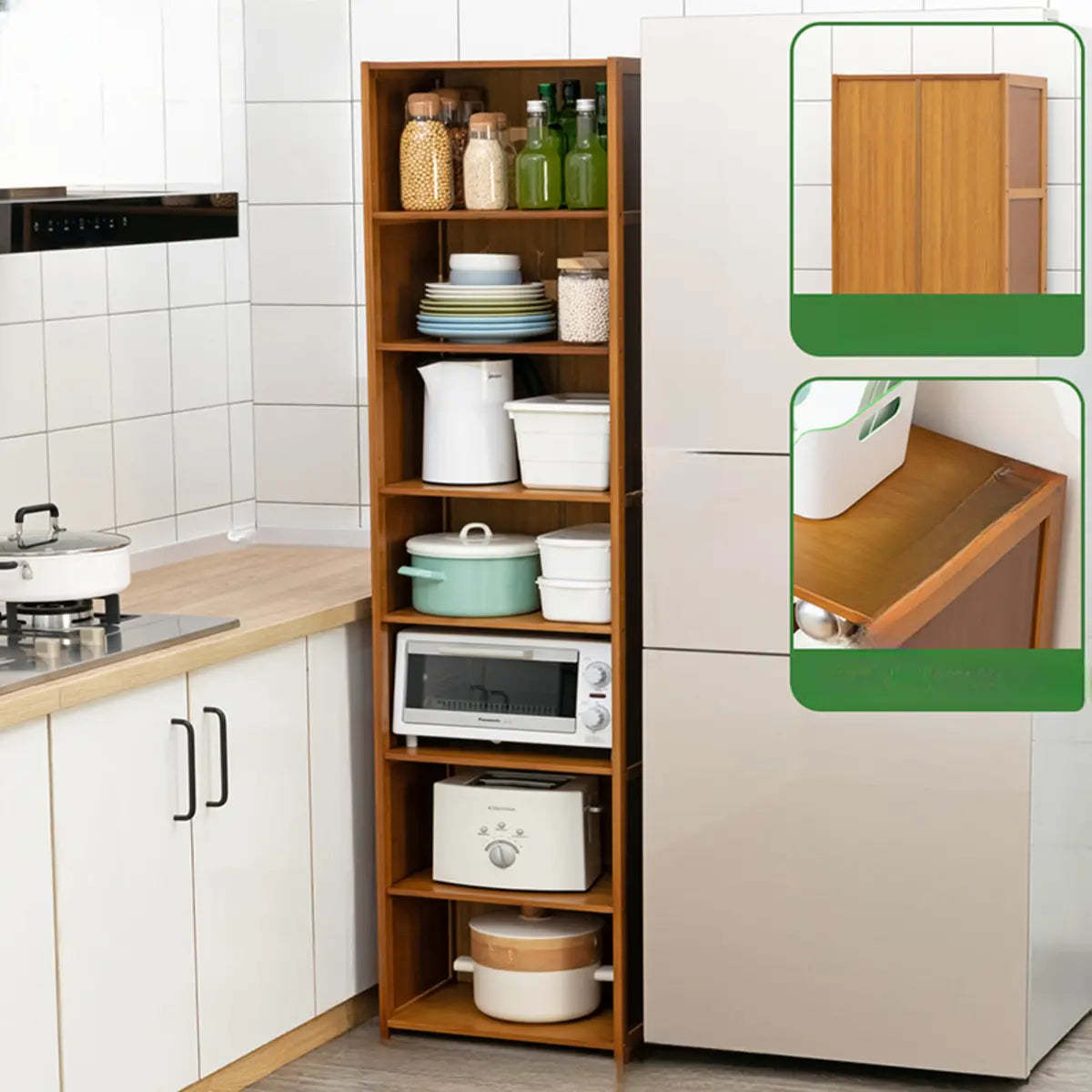 Brown Wood Narrow Display Cabinet