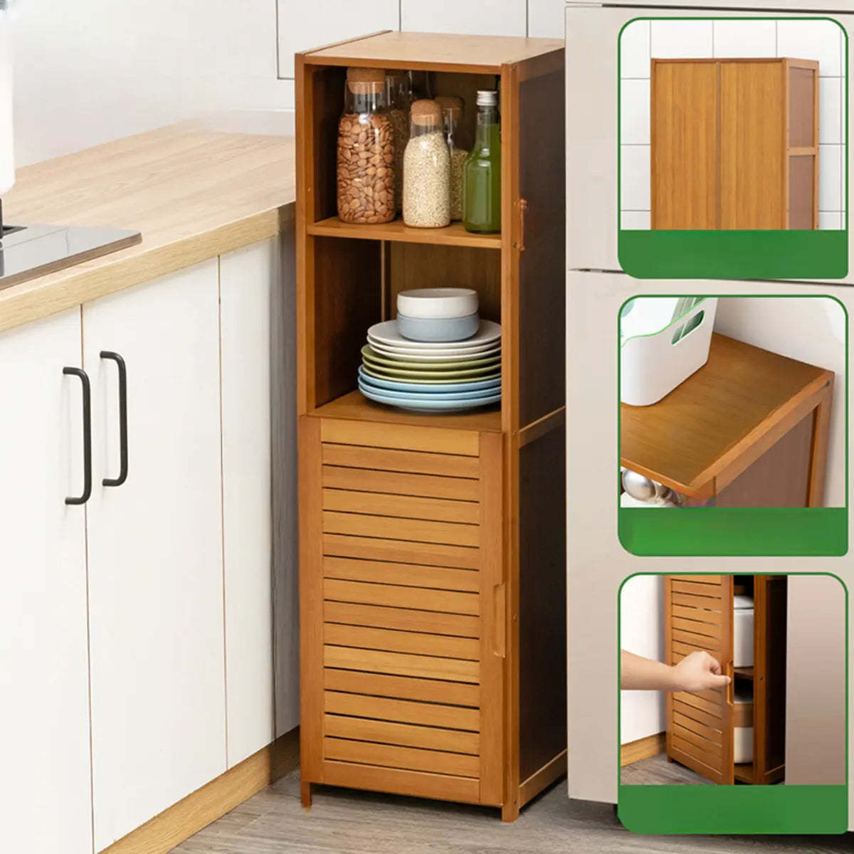 Brown Wood Narrow Display Cabinet