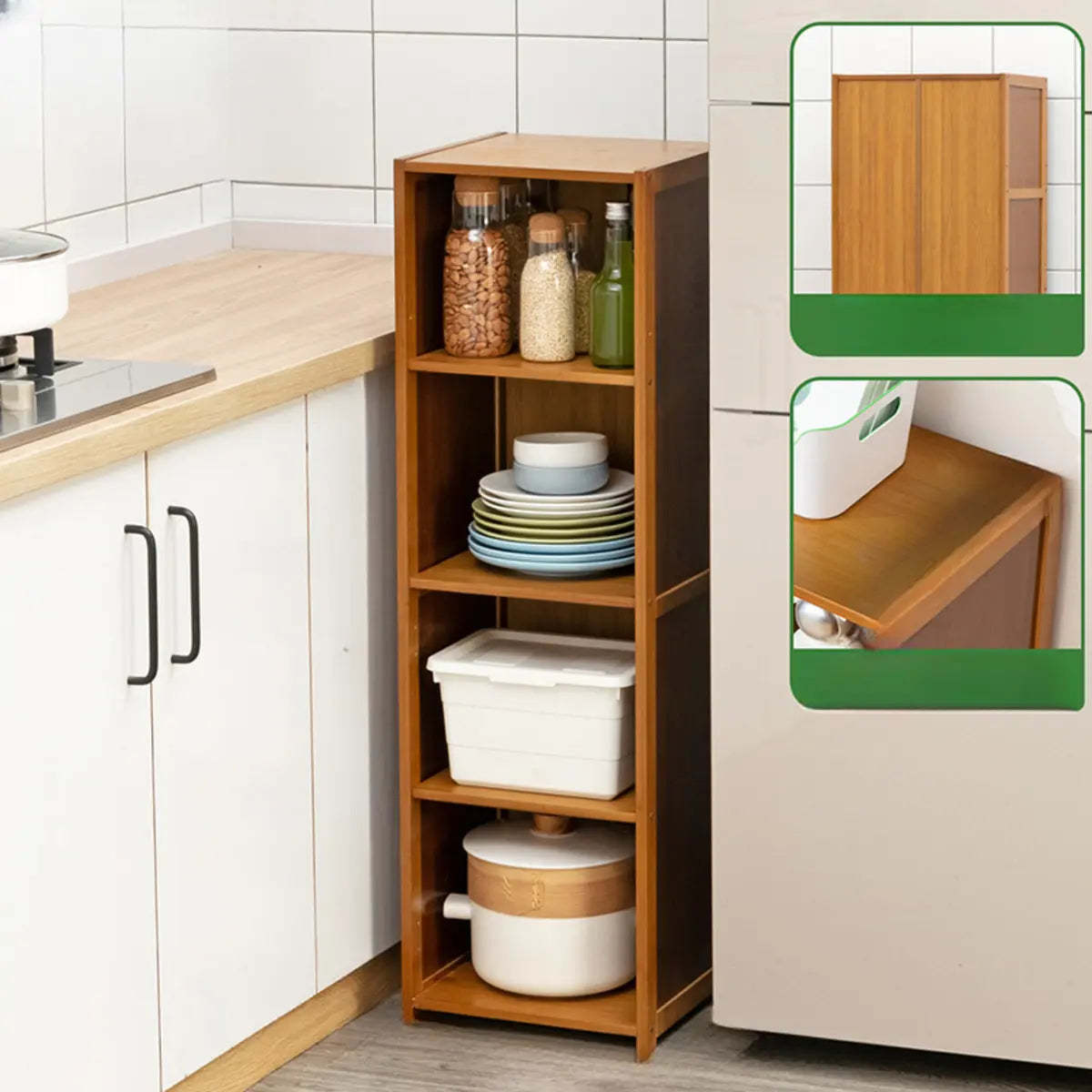 Brown Wood Narrow Display Cabinet