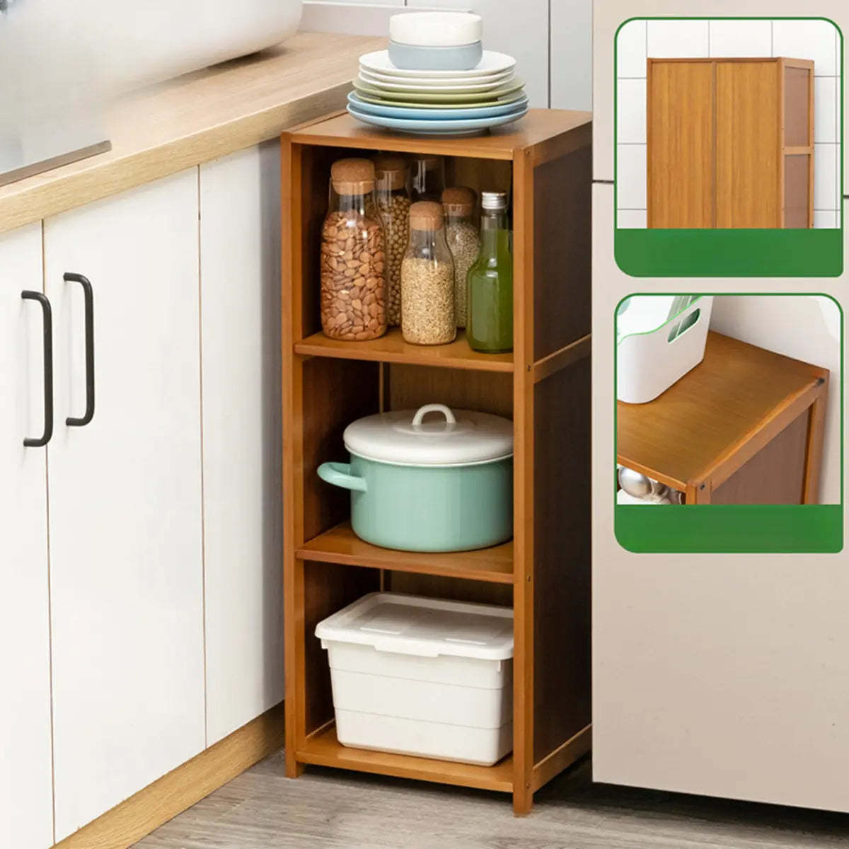 Brown Wood Narrow Display Cabinet