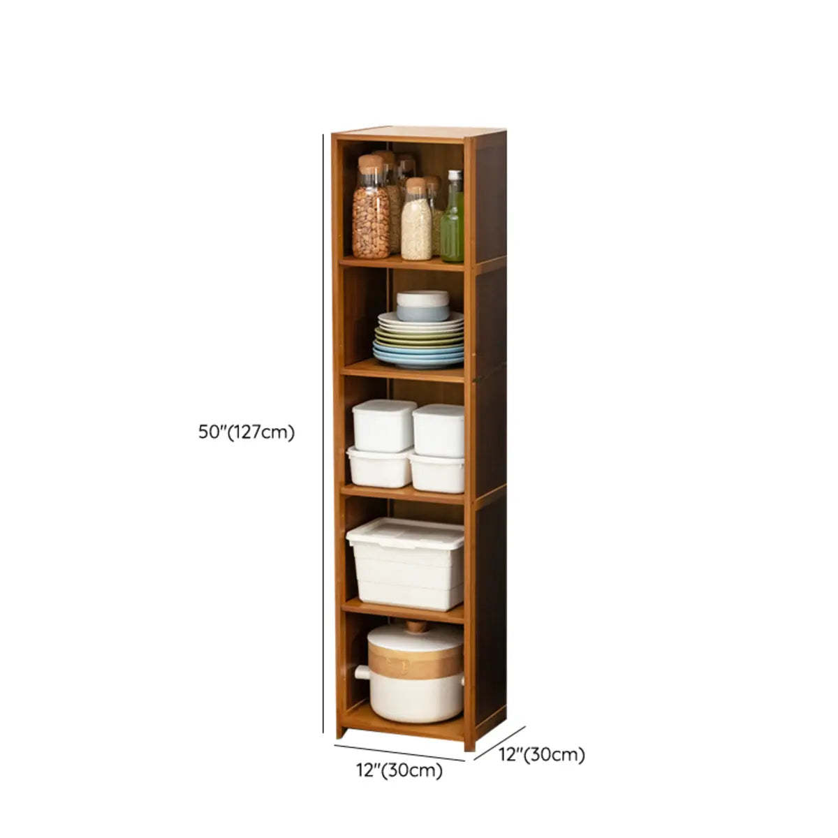 Brown Wood Narrow Display Cabinet