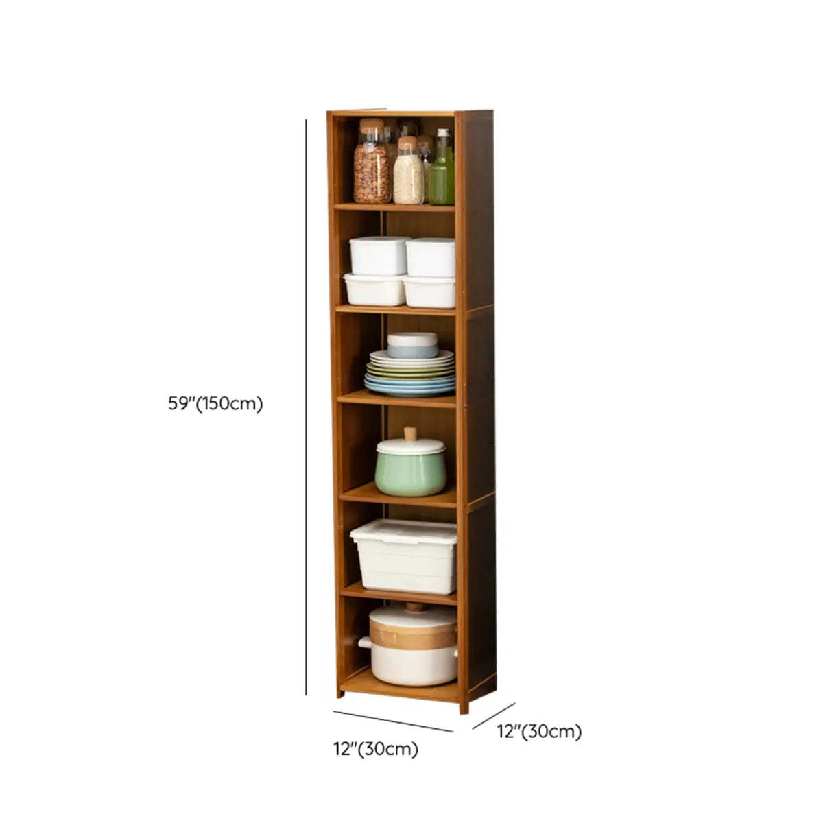 Brown Wood Narrow Display Cabinet