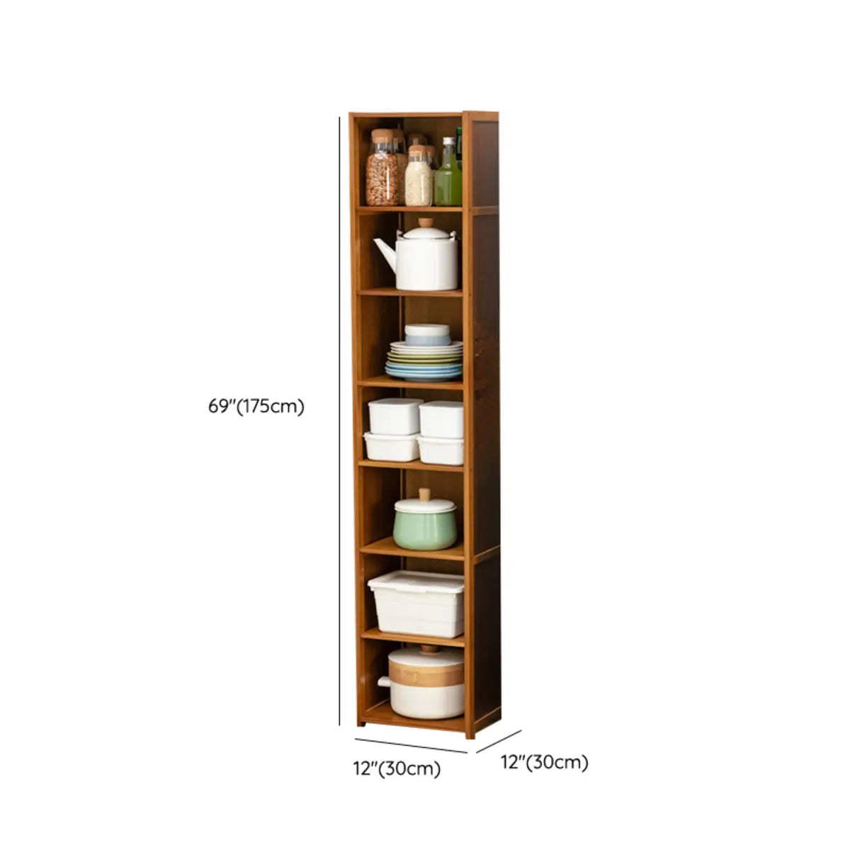 Brown Wood Narrow Display Cabinet
