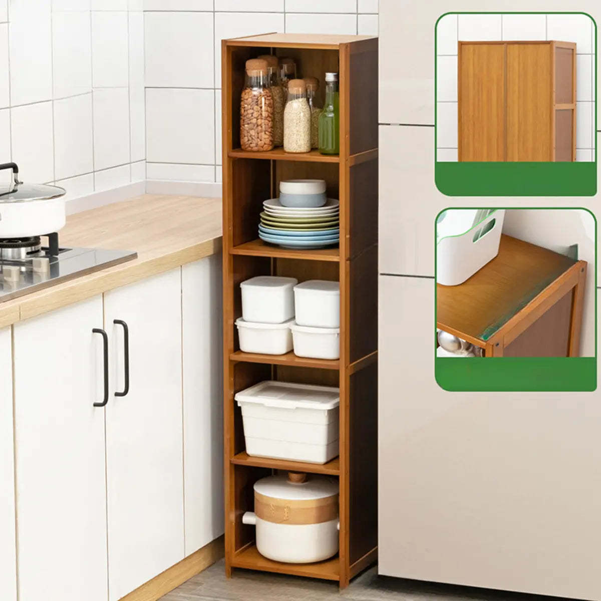 Brown Wood Narrow Display Cabinet — Cabinet Not Included