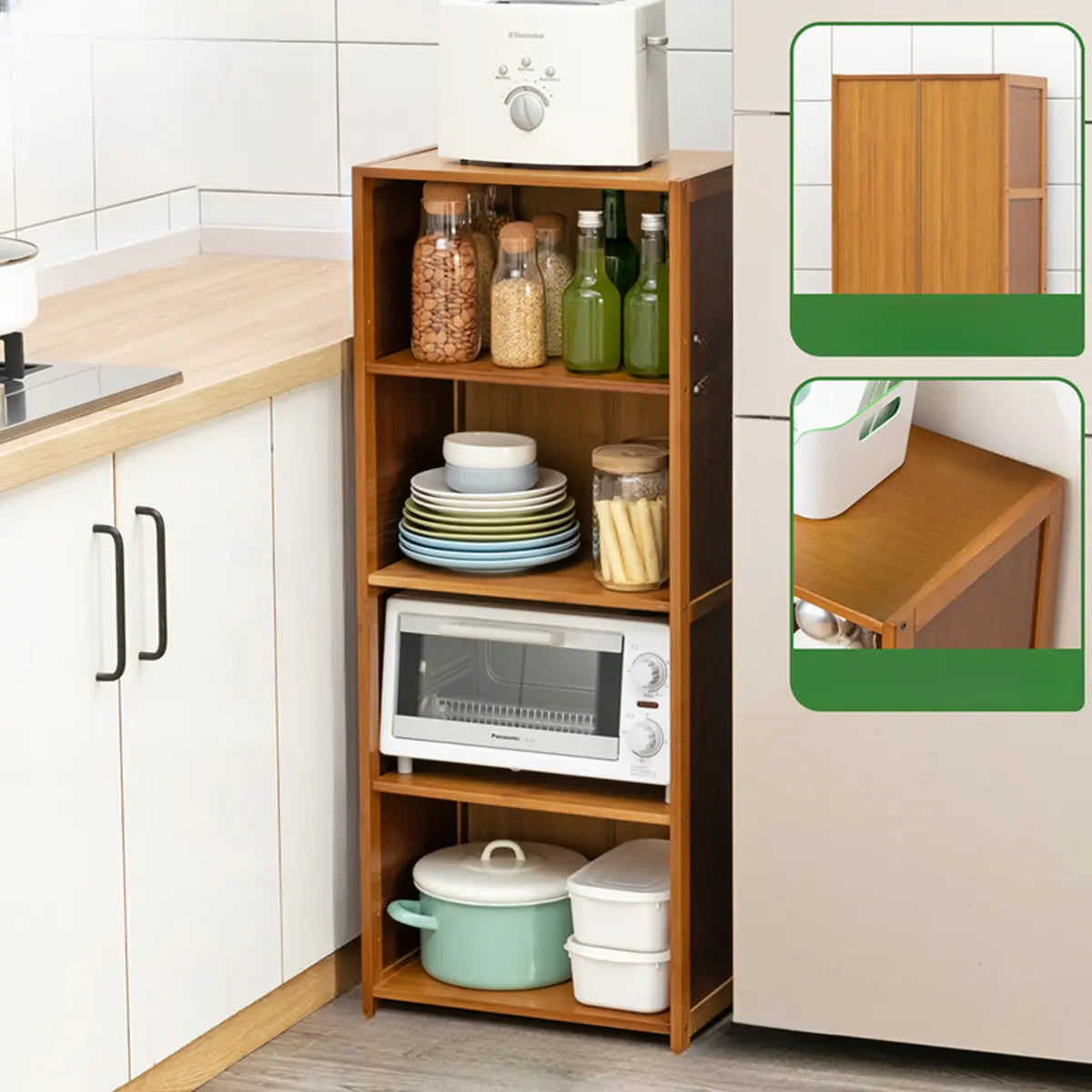 Brown Wood Narrow Display Cabinet — 1