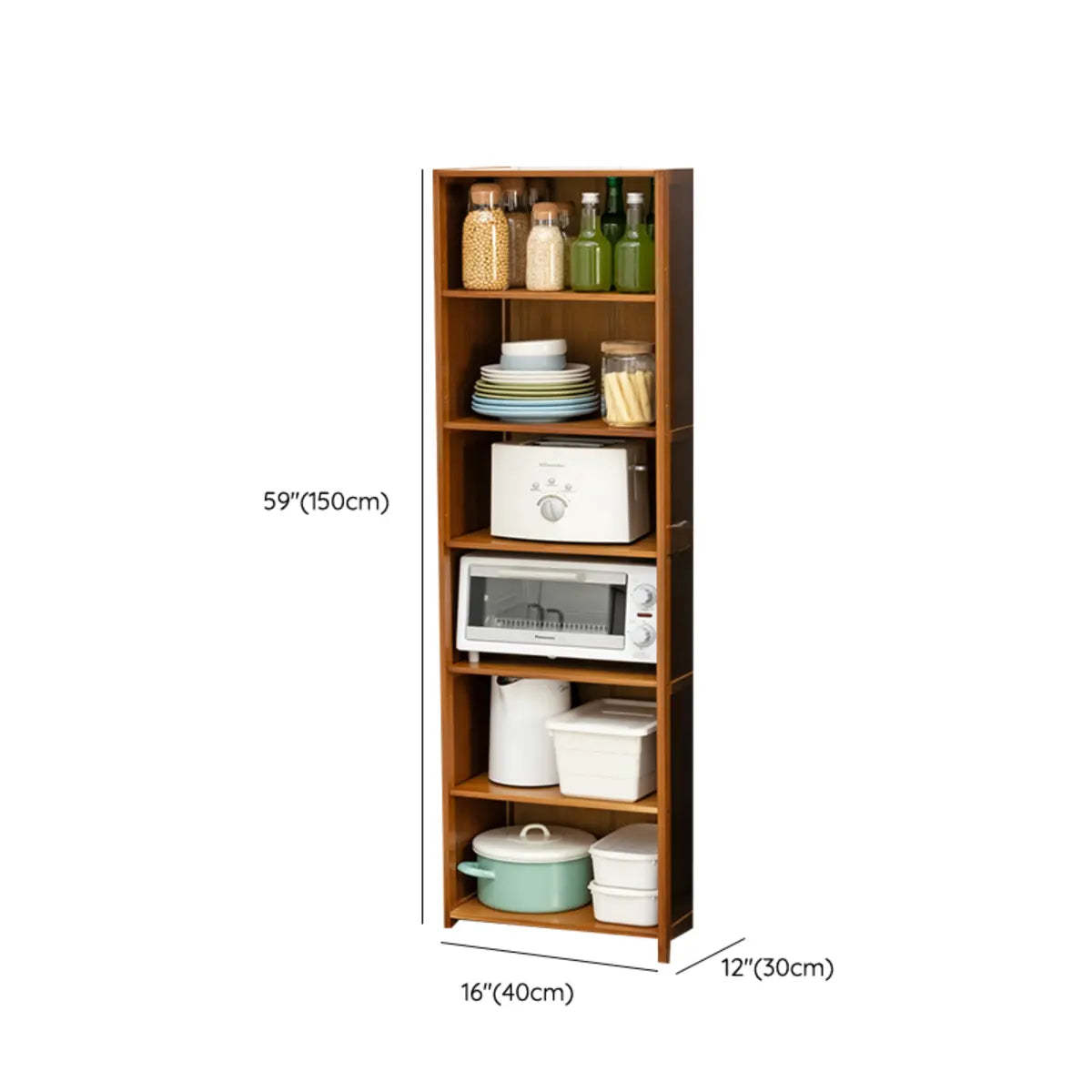 Brown Wood Narrow Display Cabinet