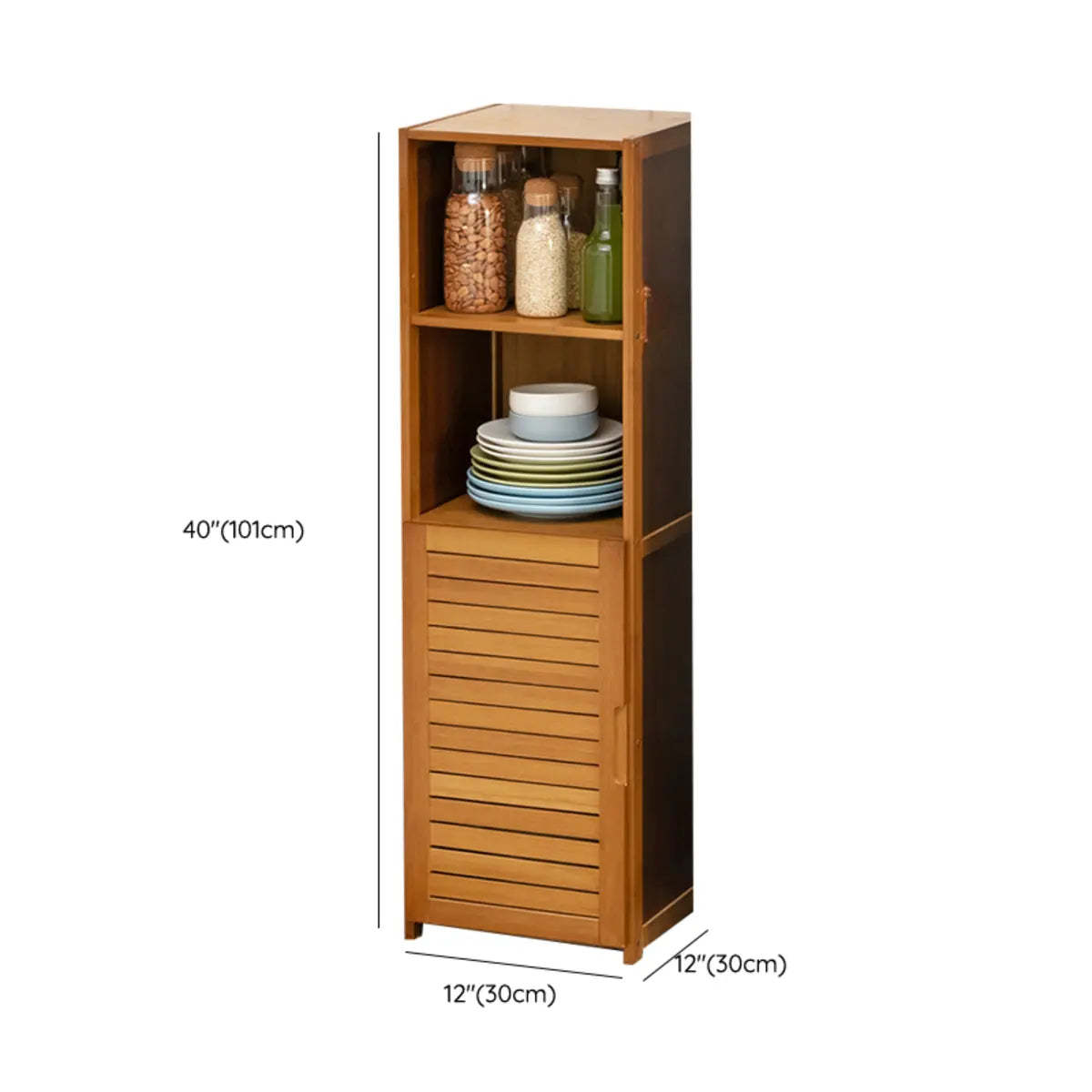 Brown Wood Narrow Display Cabinet