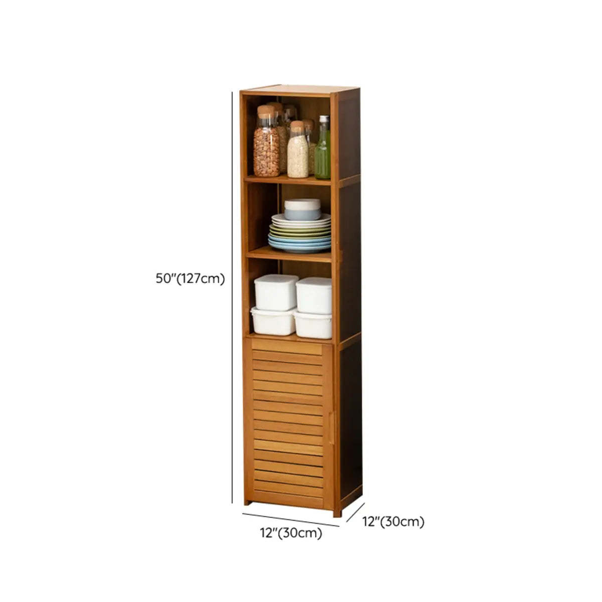 Brown Wood Narrow Display Cabinet