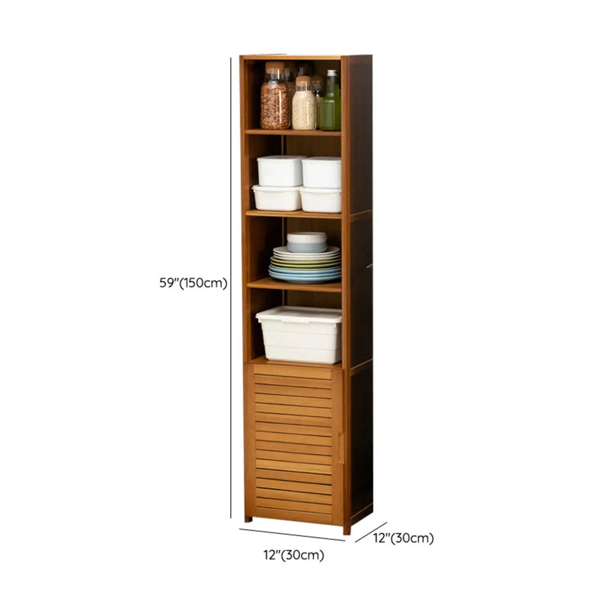 Brown Wood Narrow Display Cabinet