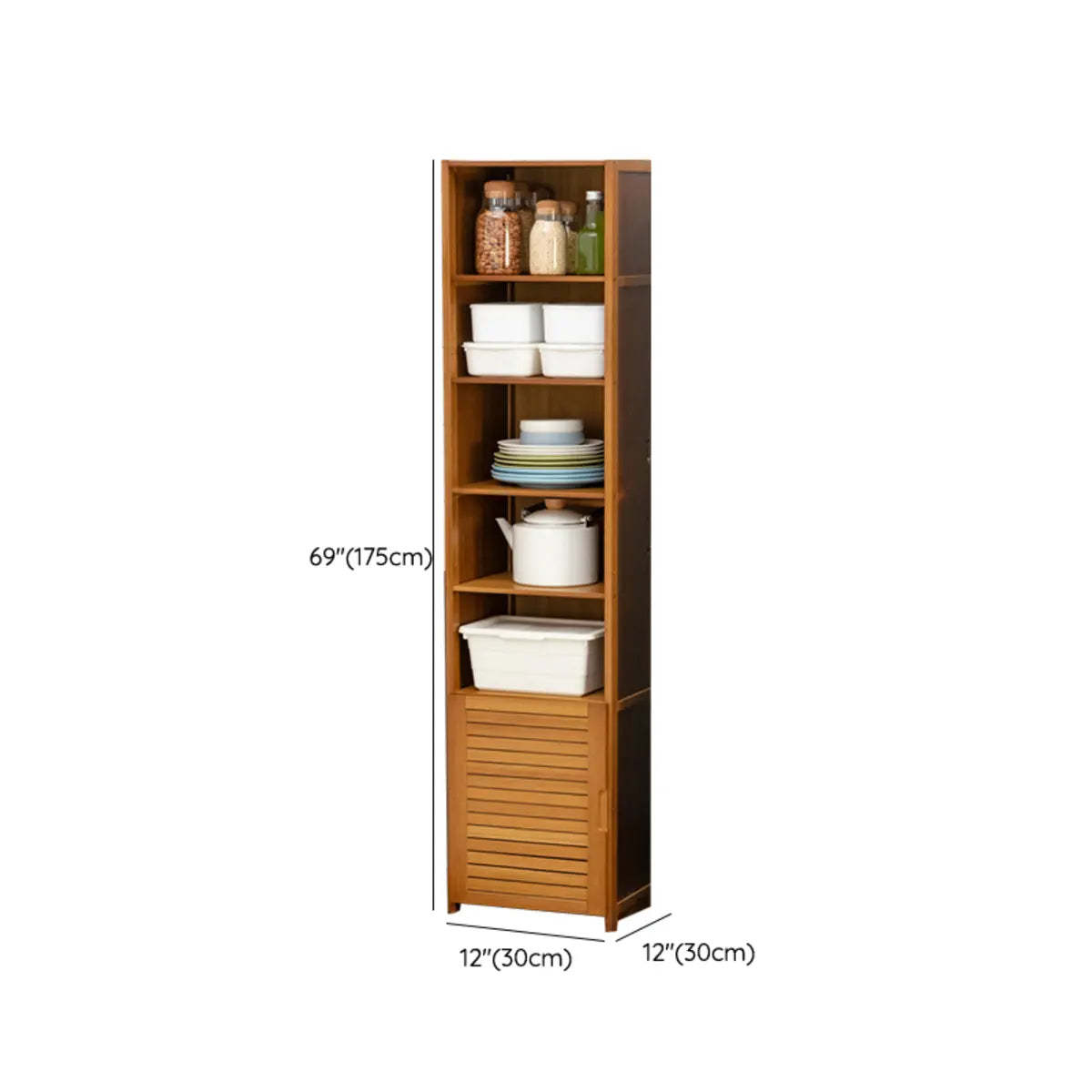 Brown Wood Narrow Display Cabinet