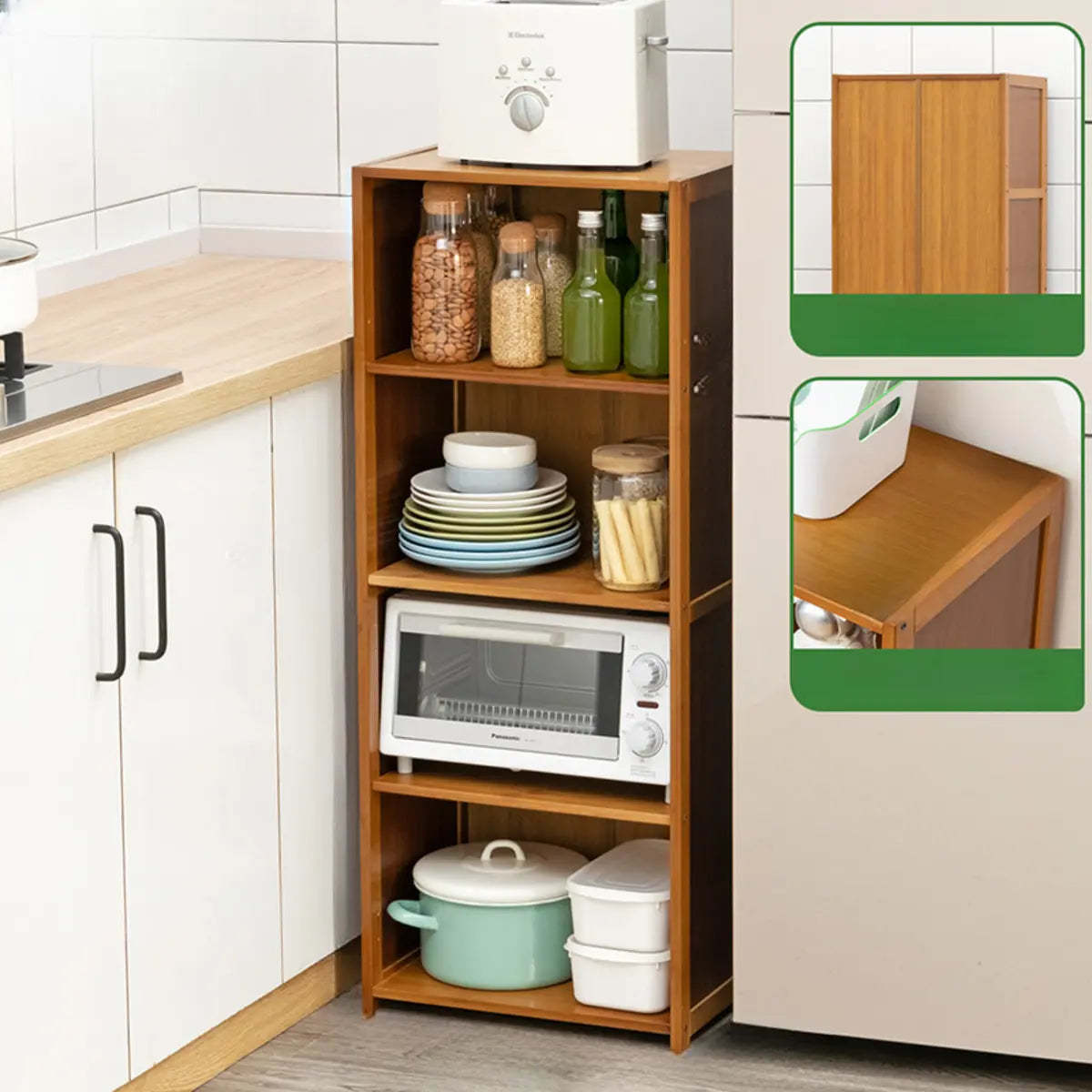 Brown Wood Narrow Display Cabinet — 1