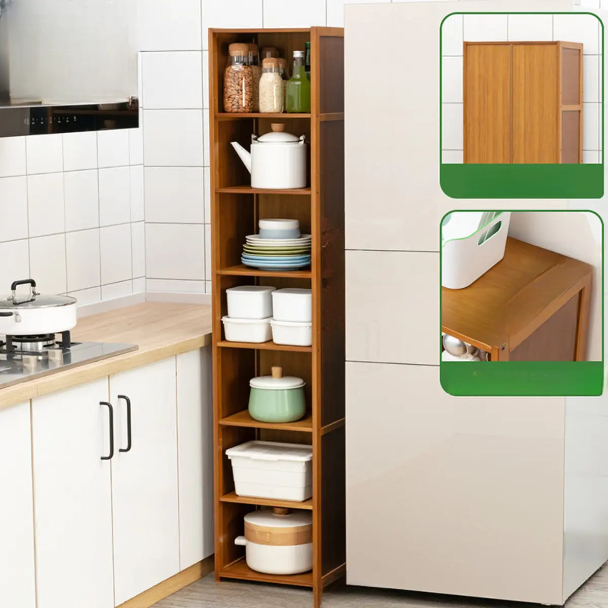 Brown Wood Narrow Display Cabinet — Cabinet Not Included