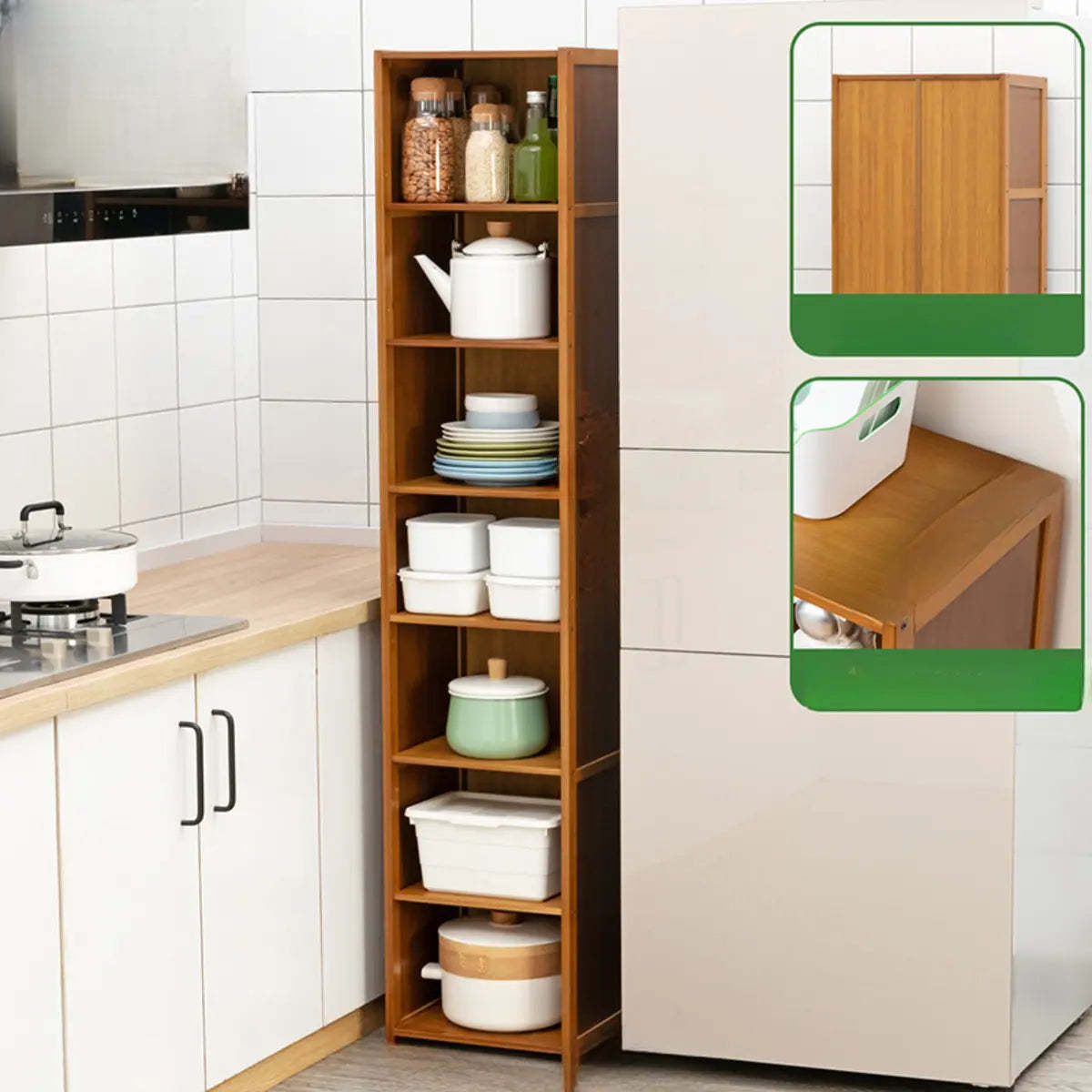 Brown Wood Narrow Display Cabinet — Cabinet Not Included