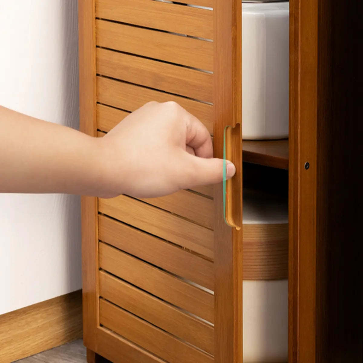 Brown Wood Narrow Display Cabinet — Cabinet Not Included