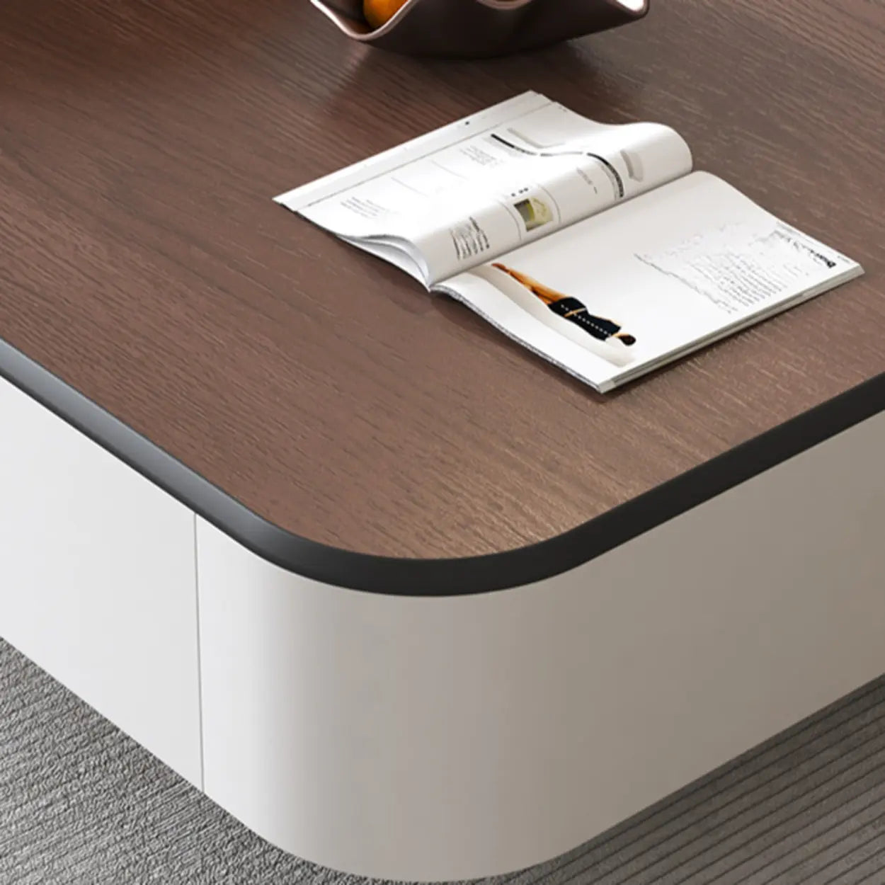 Brown Wood Top White Iron Base Square Nesting Tables