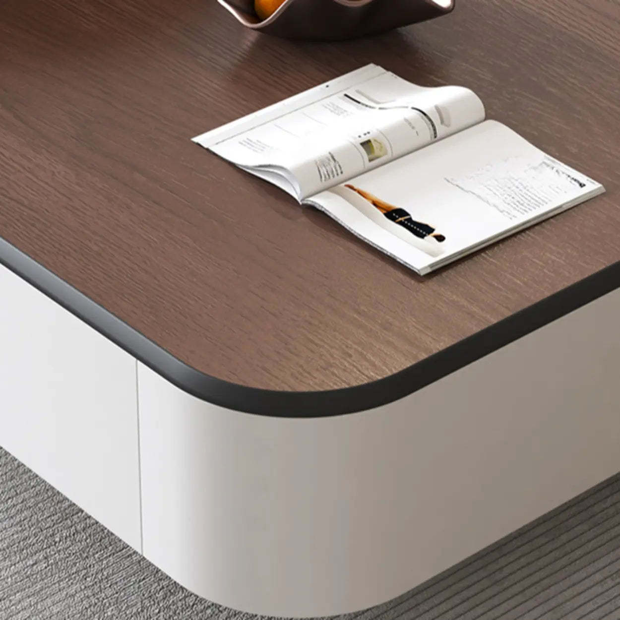 Brown Wood Top White Iron Base Square Nesting Tables