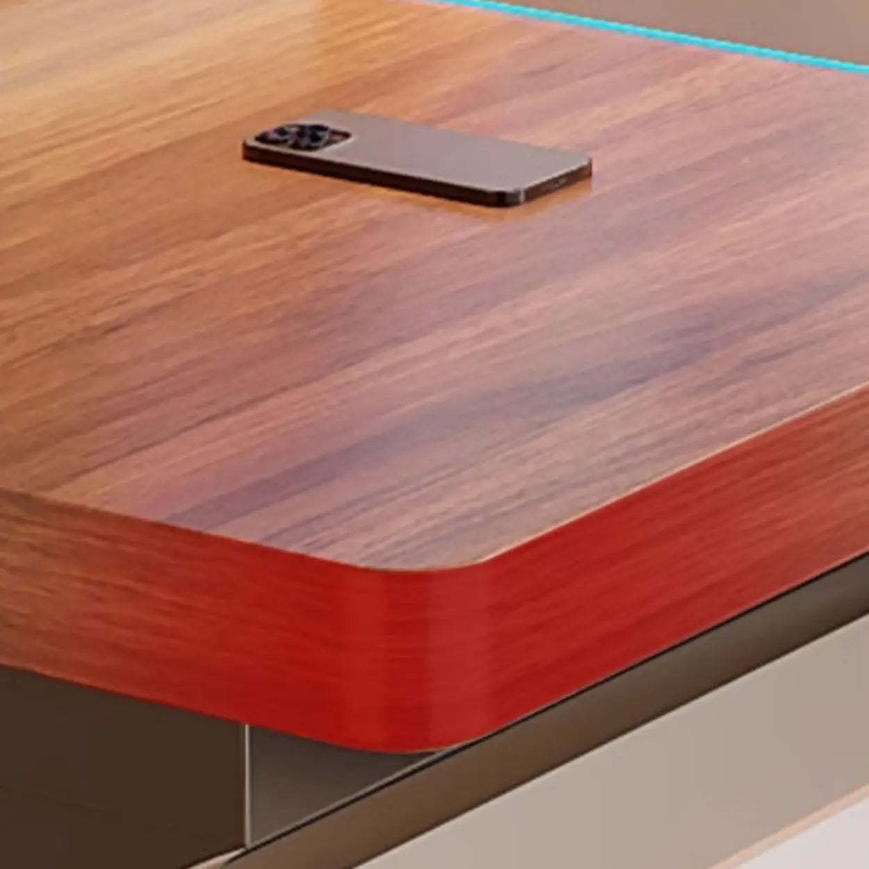 Brown Wood Computer Desk with Storage — Black-White / Table Only