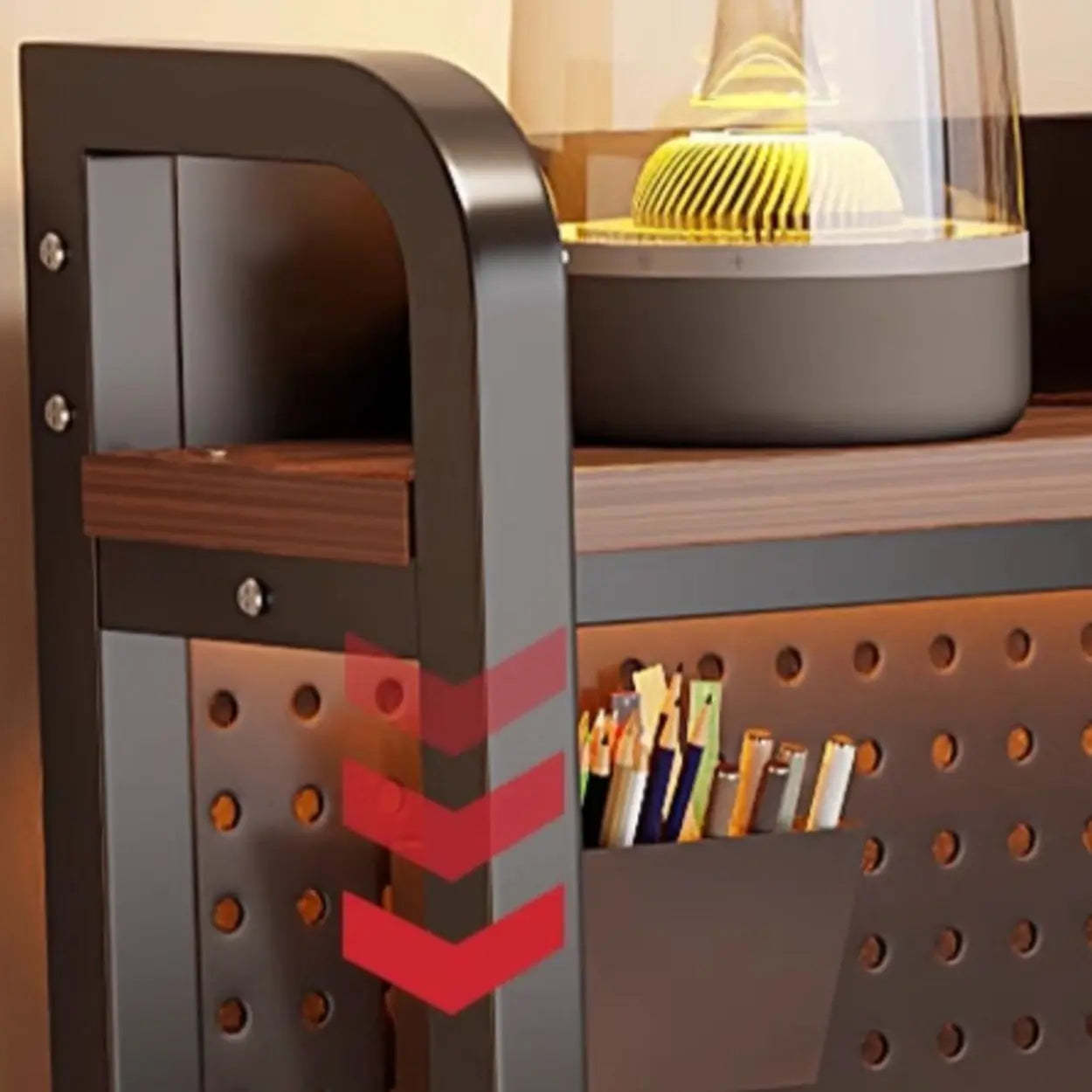 Brown Wood Computer Desk with Storage — White / Table Only