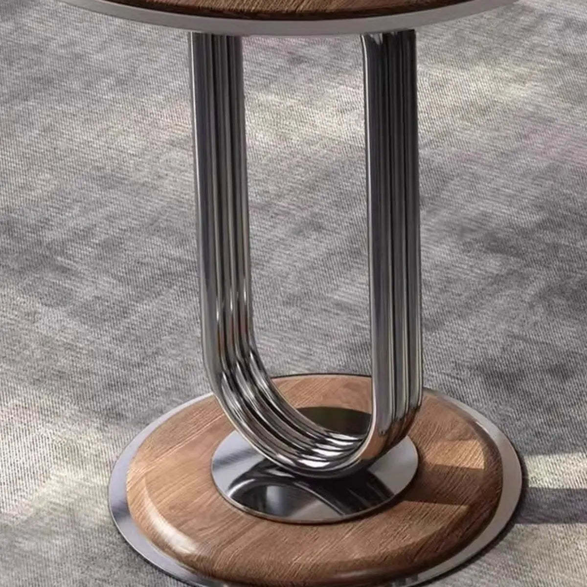 Brown Wood Curved Reception Desk with Drawers