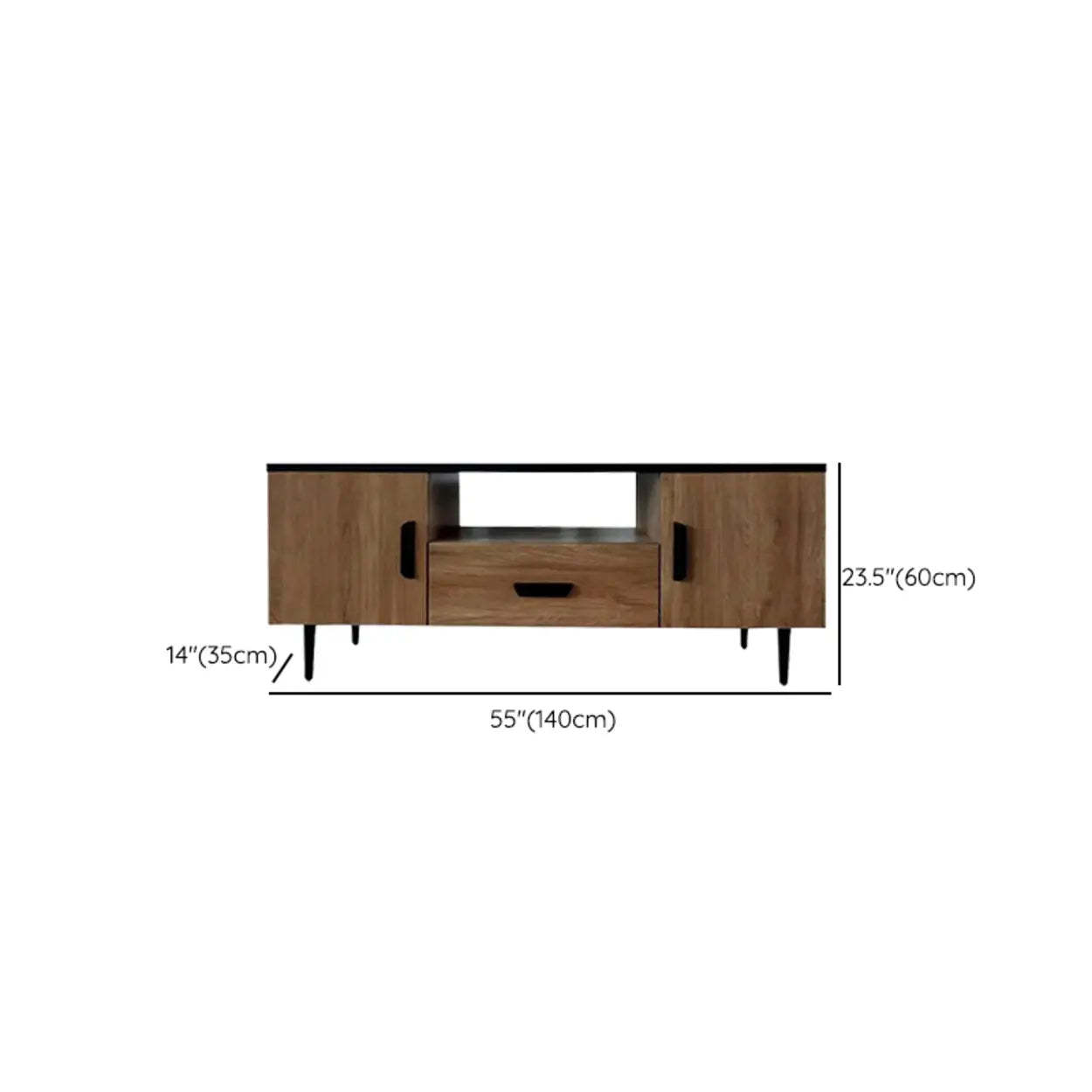 Brown Wood Drawer Cabinet Rectangular TV Stand