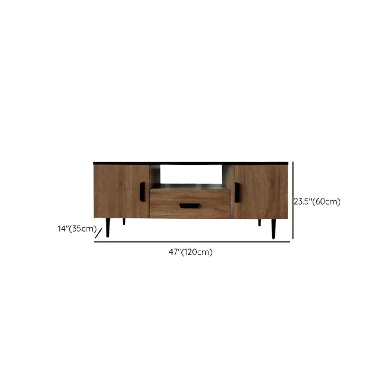 Brown Wood Drawer Cabinet Rectangular TV Stand