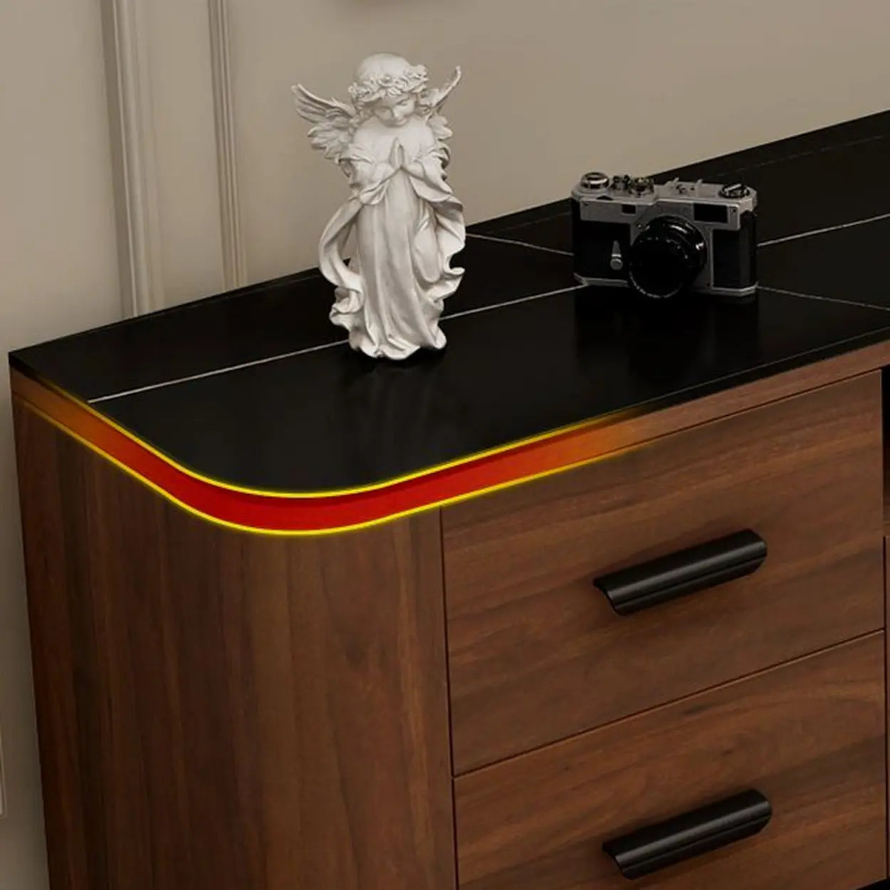 Brown Wood Drawer Cabinet Rectangular TV Stand