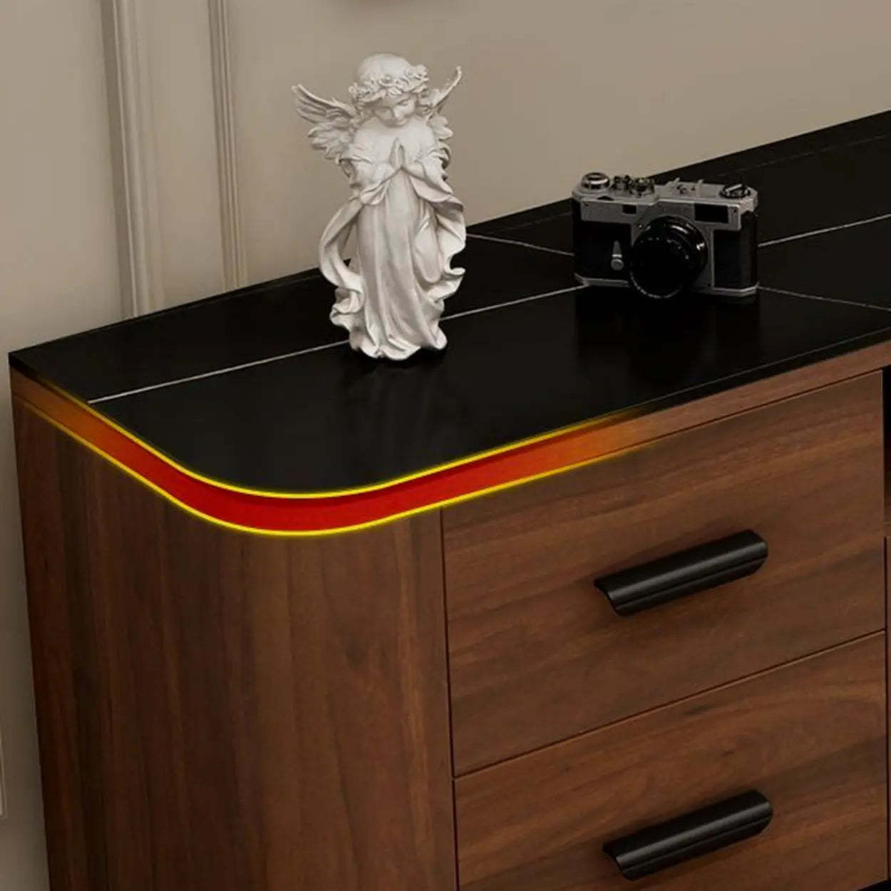 Brown Wood Drawer Cabinet Rectangular TV Stand