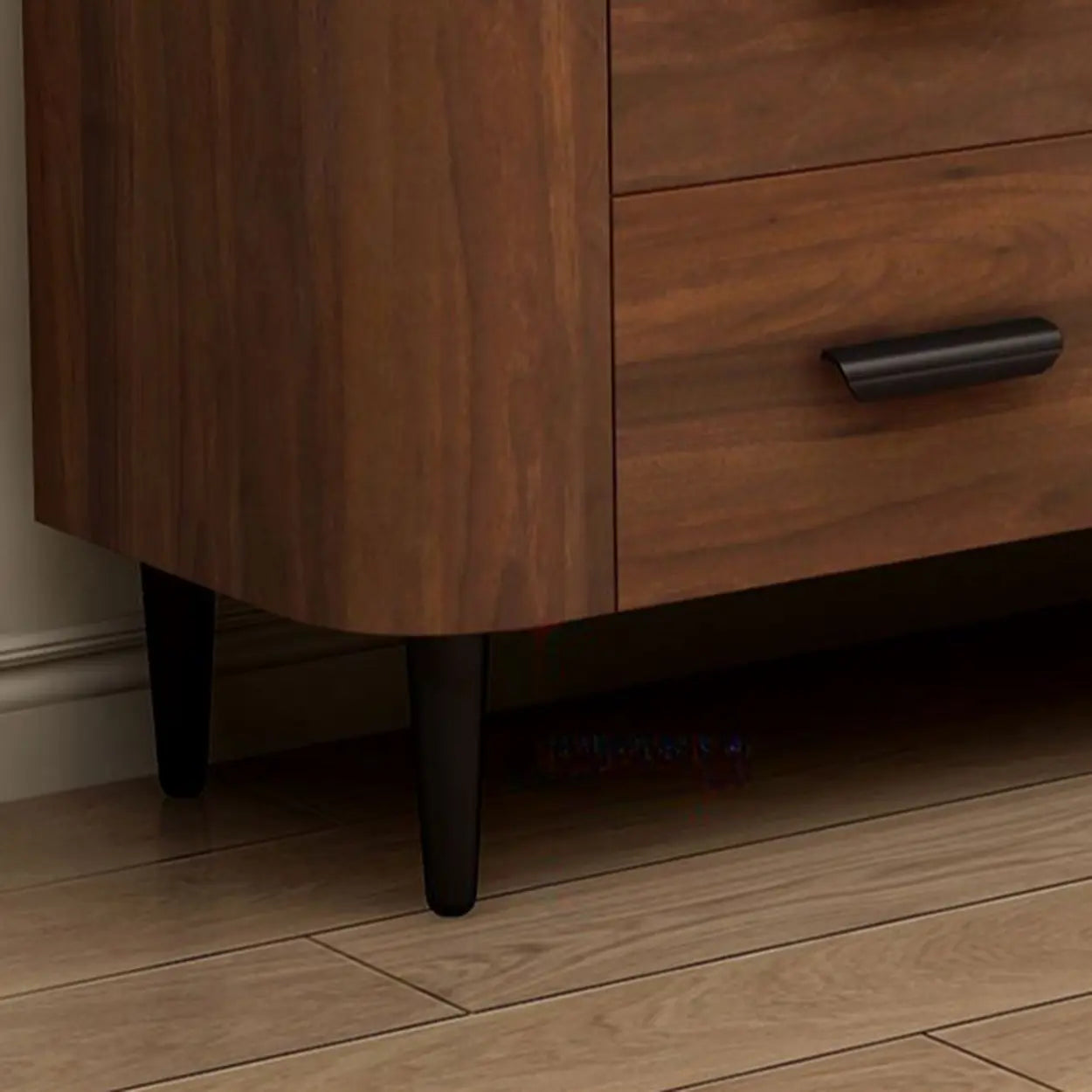 Brown Wood Drawer Cabinet Rectangular TV Stand