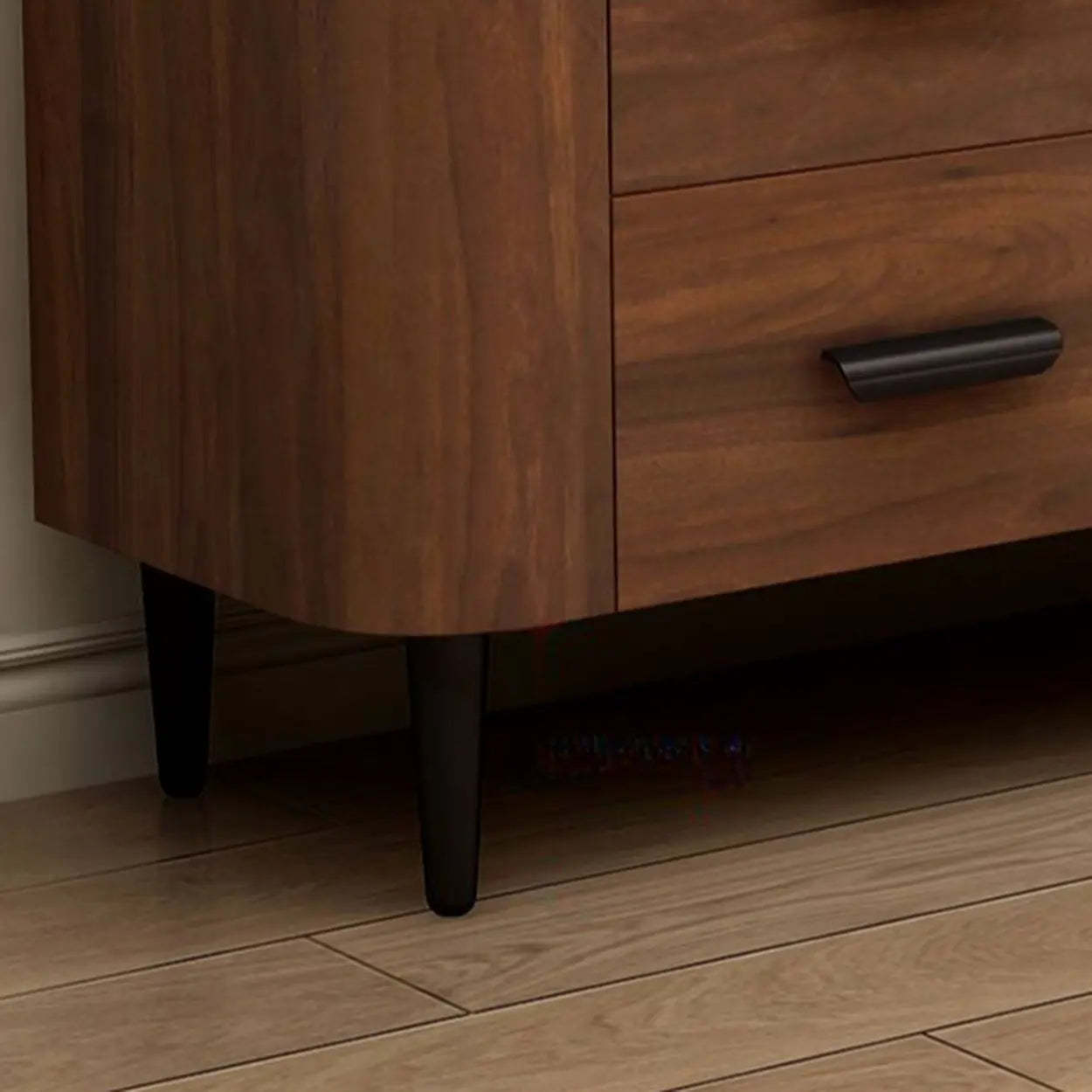 Brown Wood Drawer Cabinet Rectangular TV Stand