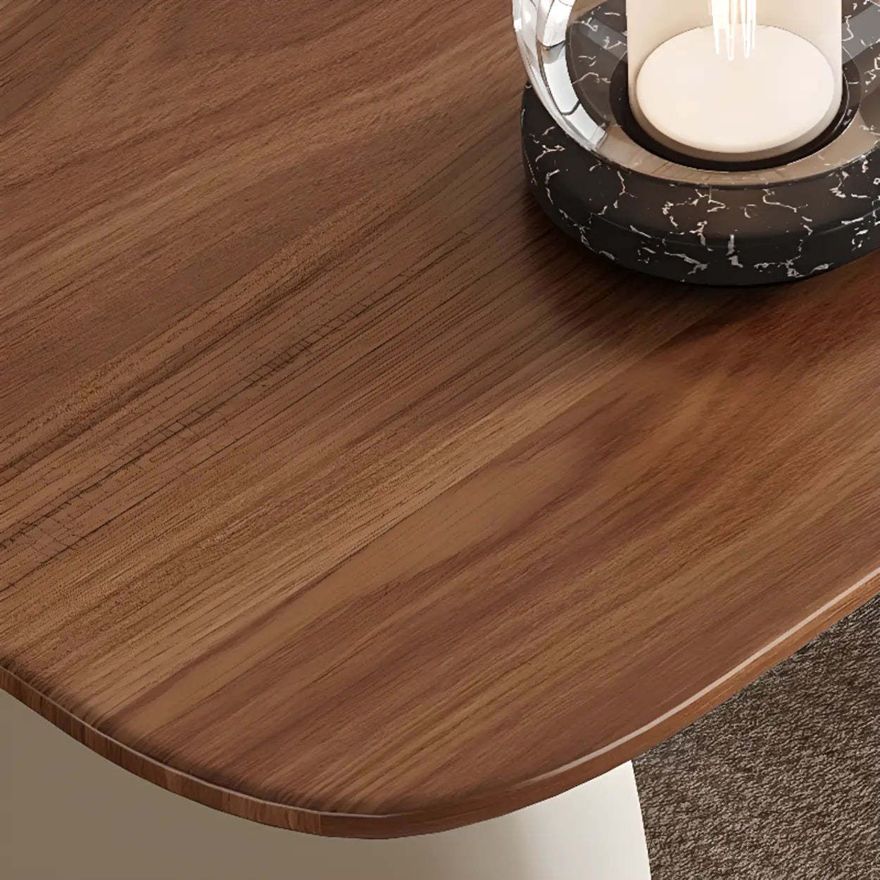 Brown Wood Rectangular Executive Desk with Drawers