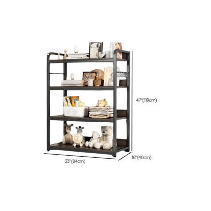 Brown Wood Open Metal Frame Wide Bookcase