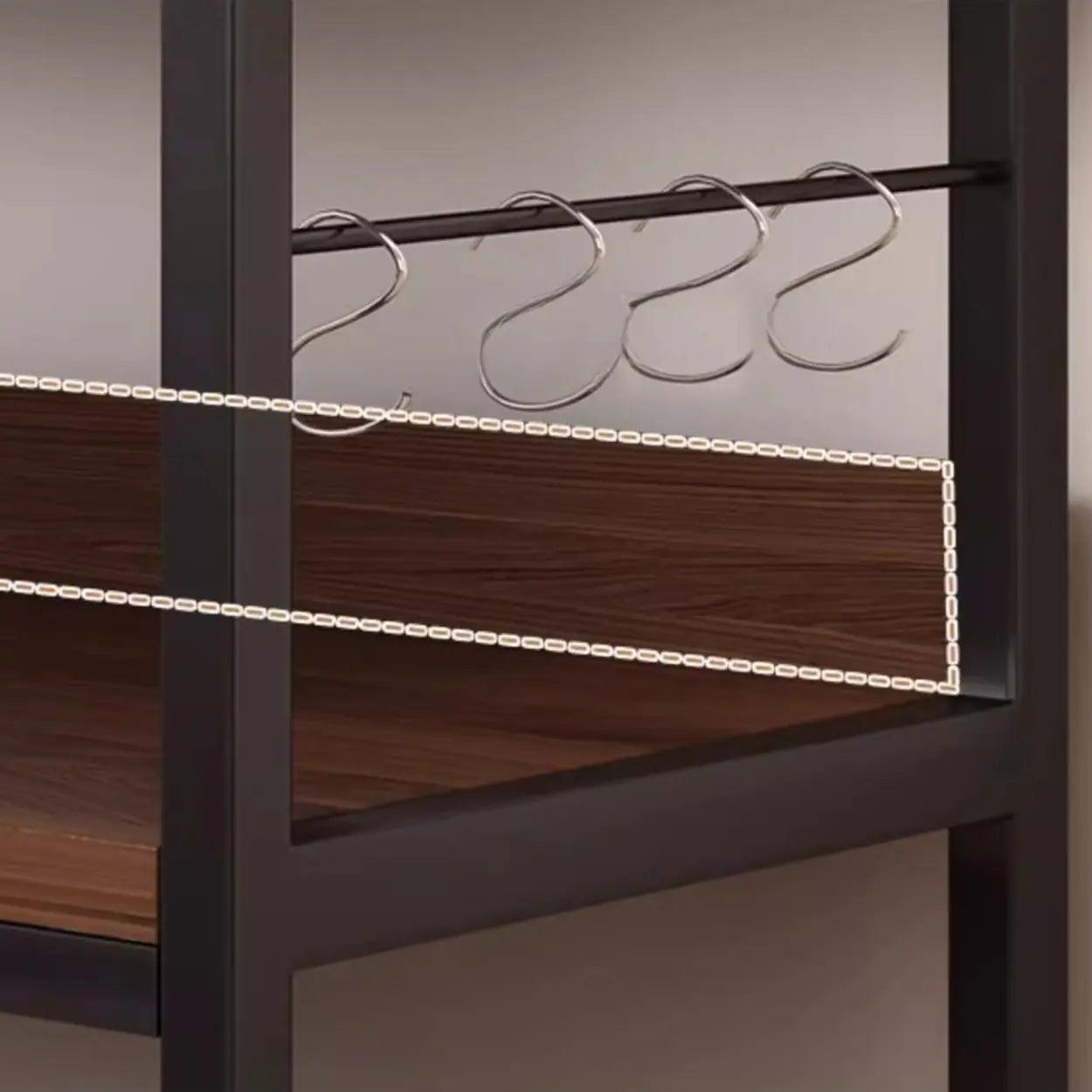 Brown Wood Open Metal Frame Wide Bookcase — Off-White