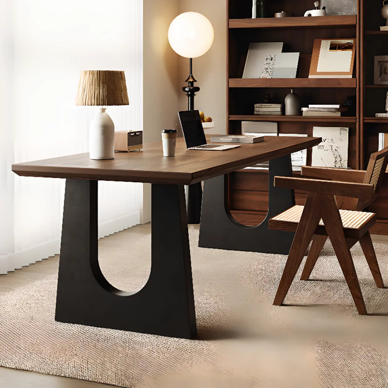 Brown Wood Home Office Writing Desk — Table Only
