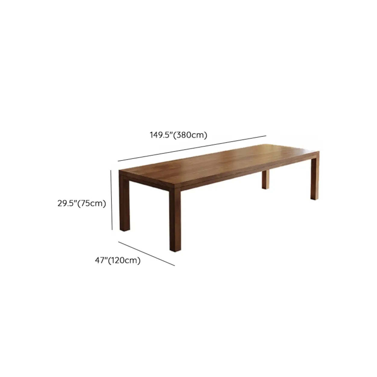 Brown Rectangular Writing Desk for Eight