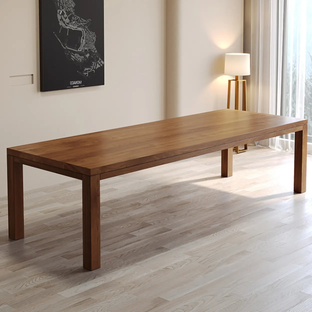 Brown Rectangular Writing Desk for Eight — Table Only