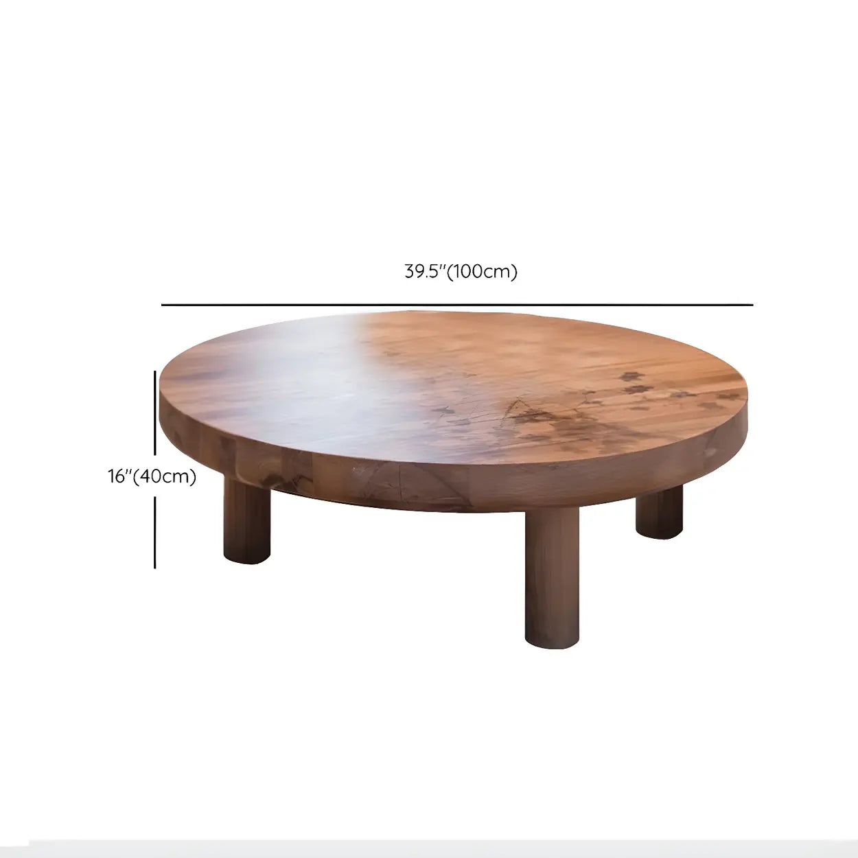 Nordic three-leg round coffee tables in wood leather linen