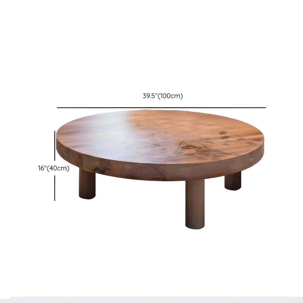 Nordic three-leg round coffee tables in wood leather linen
